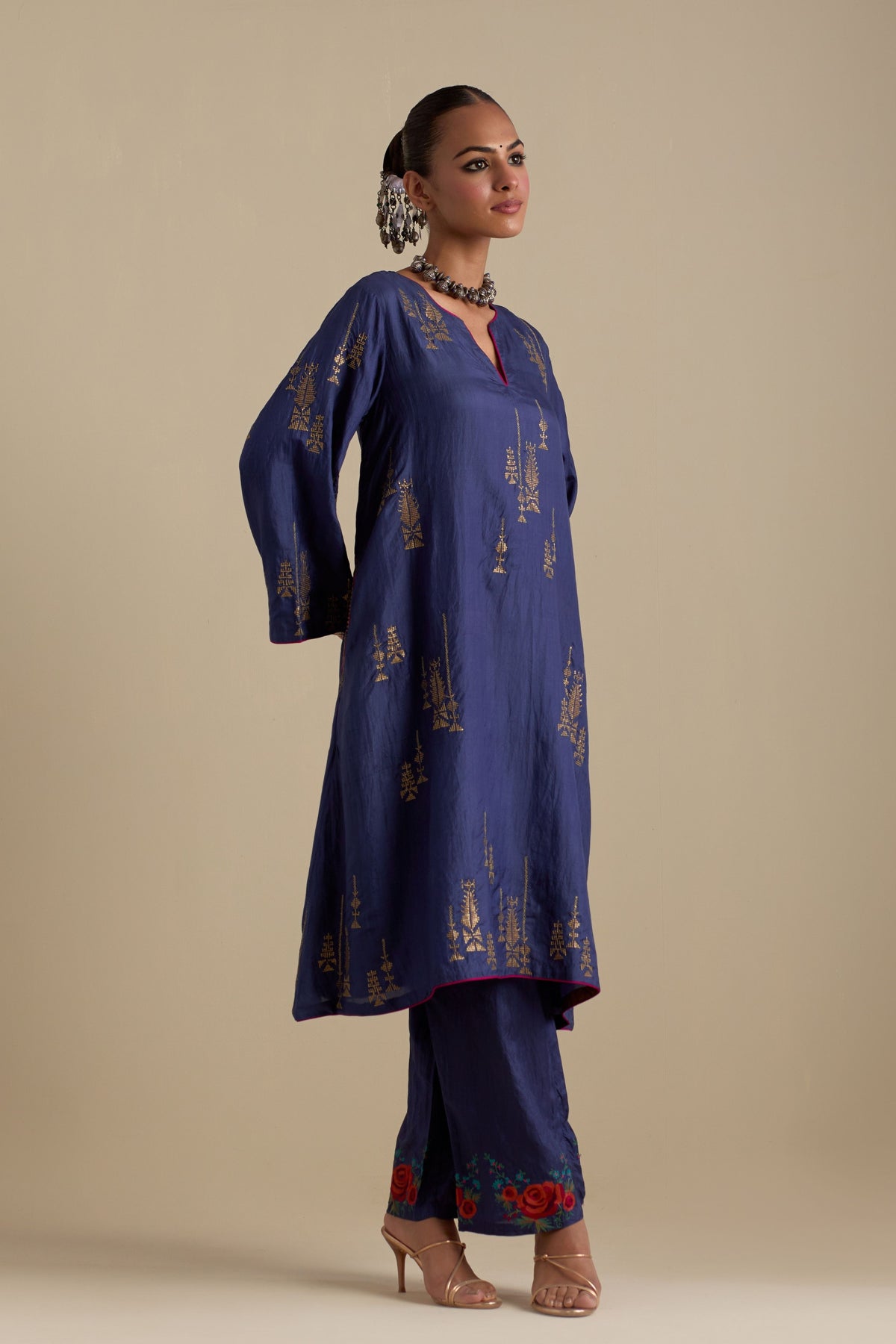 Blue Silk Short Kurta Set