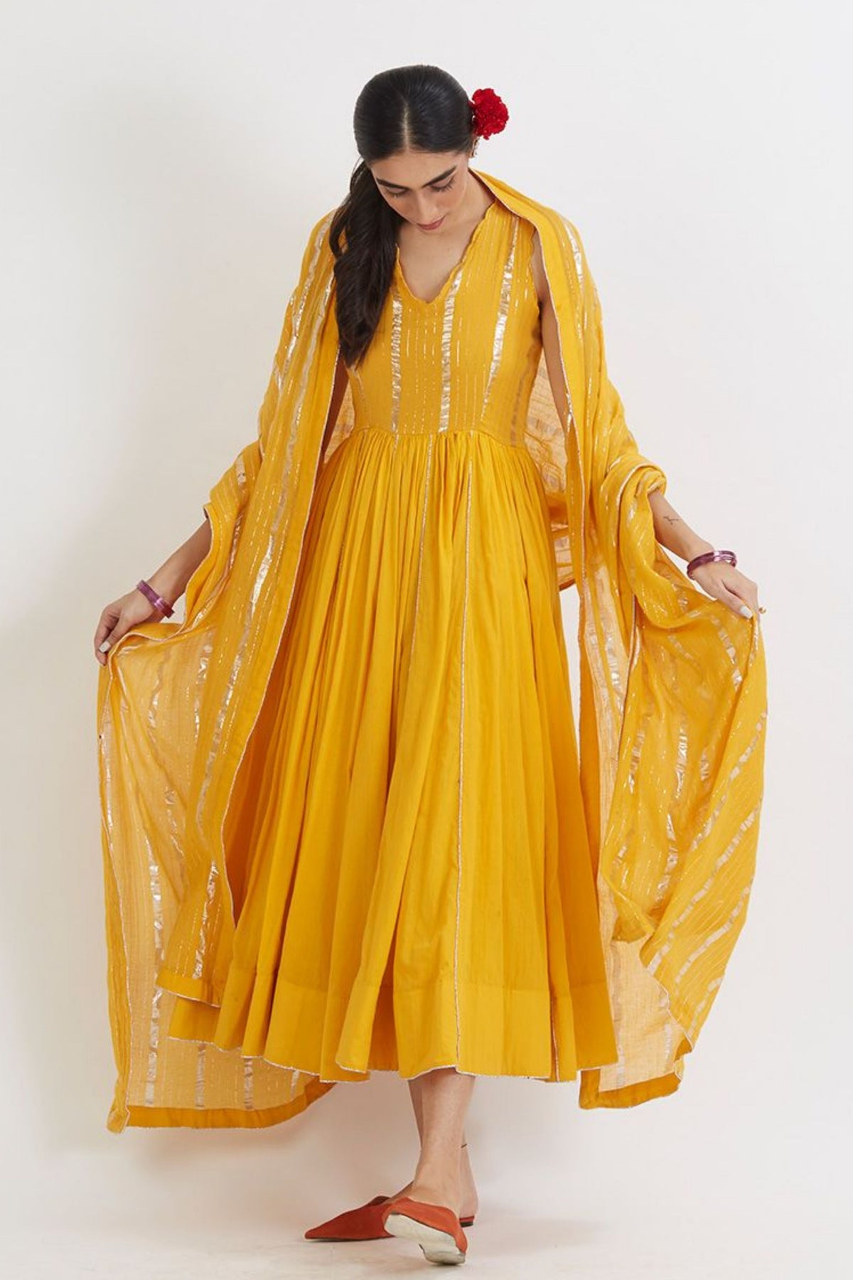 Yellow Rupali Anarkali Set