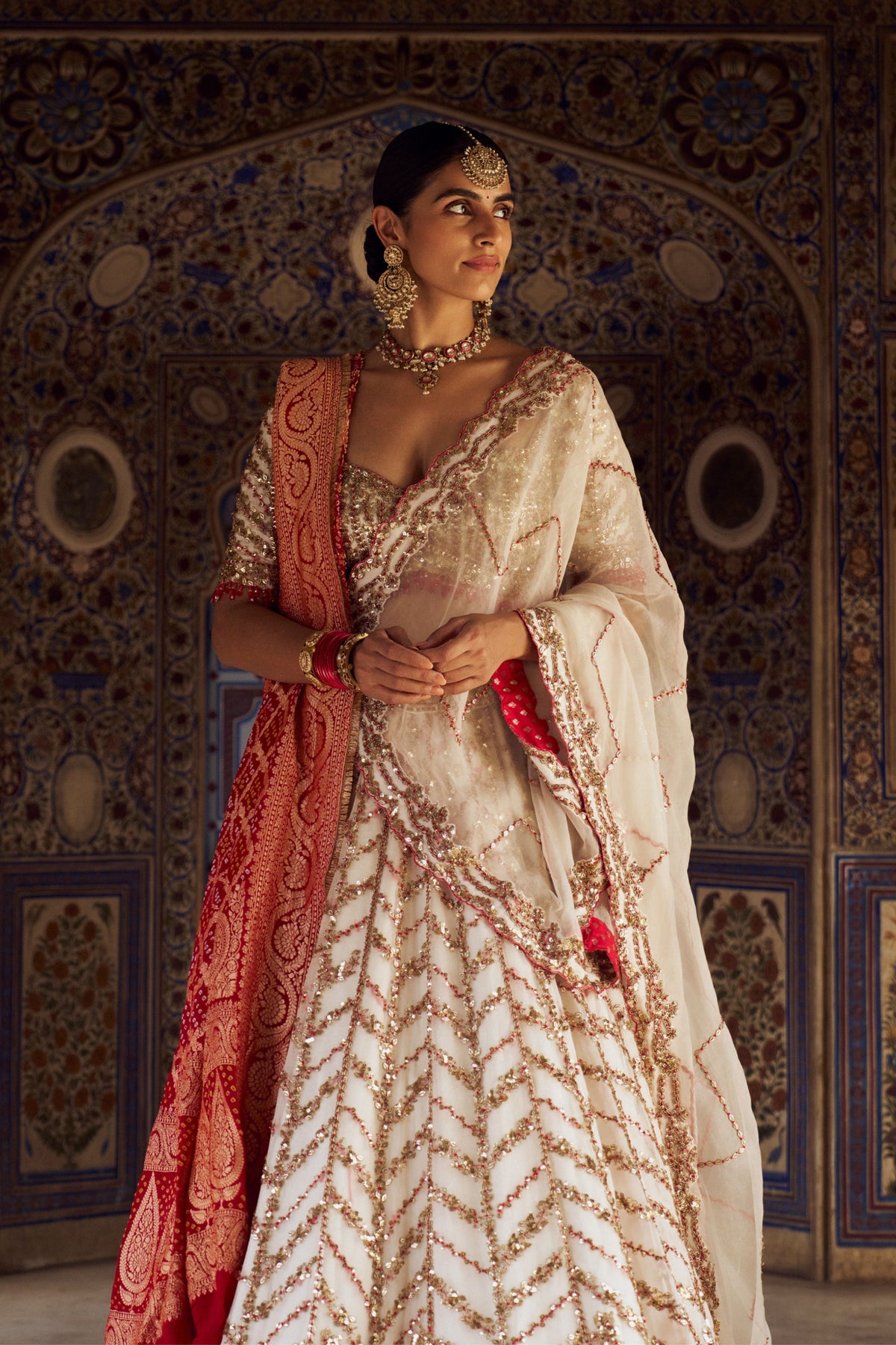 Ivory Organza Lehenga Choli Set