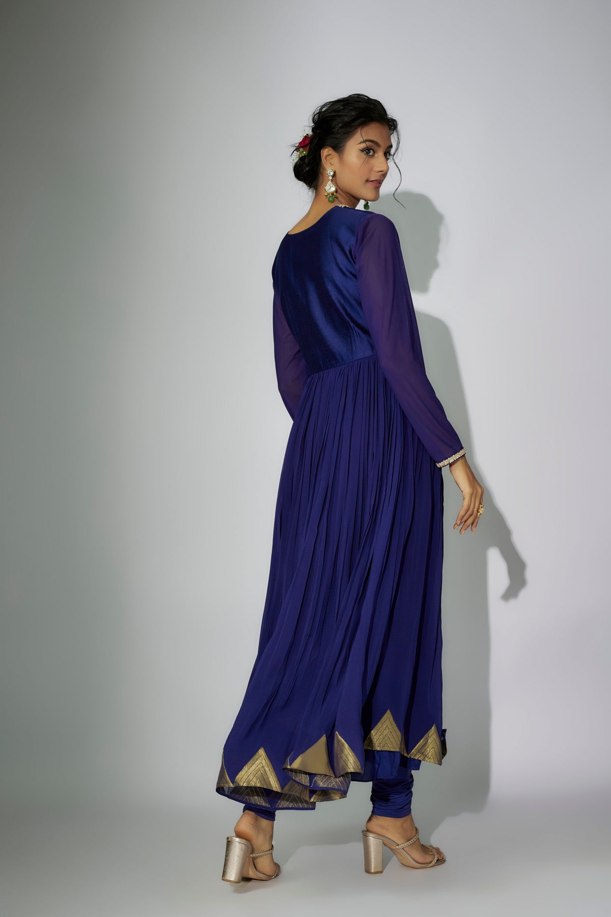 Royal Blue Embroidered Anarkali Set