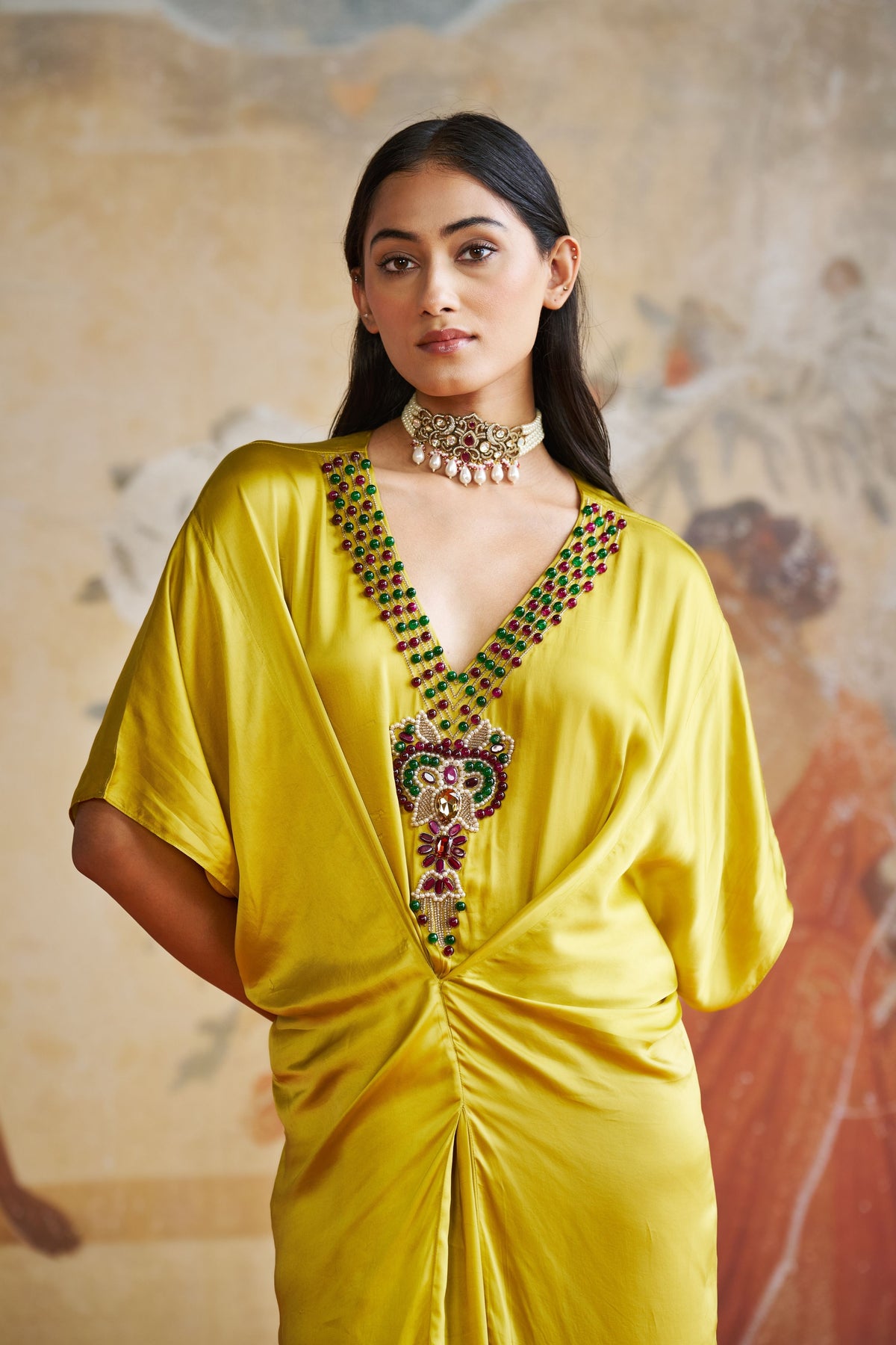 Jewelled Olive Kaftan