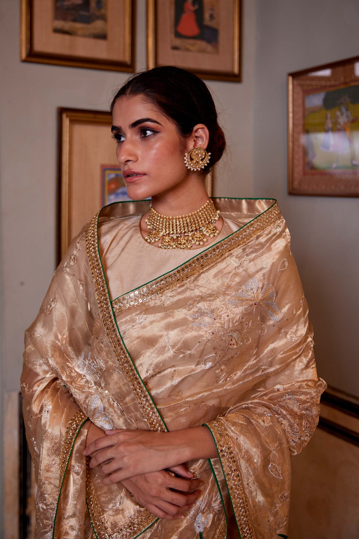 Kaaga Koyal Golden Saree