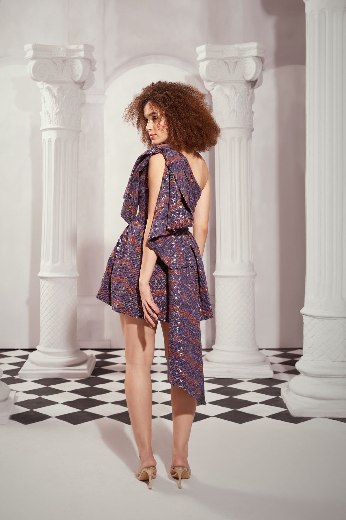 Overtine Greek Art Print Bow Dress