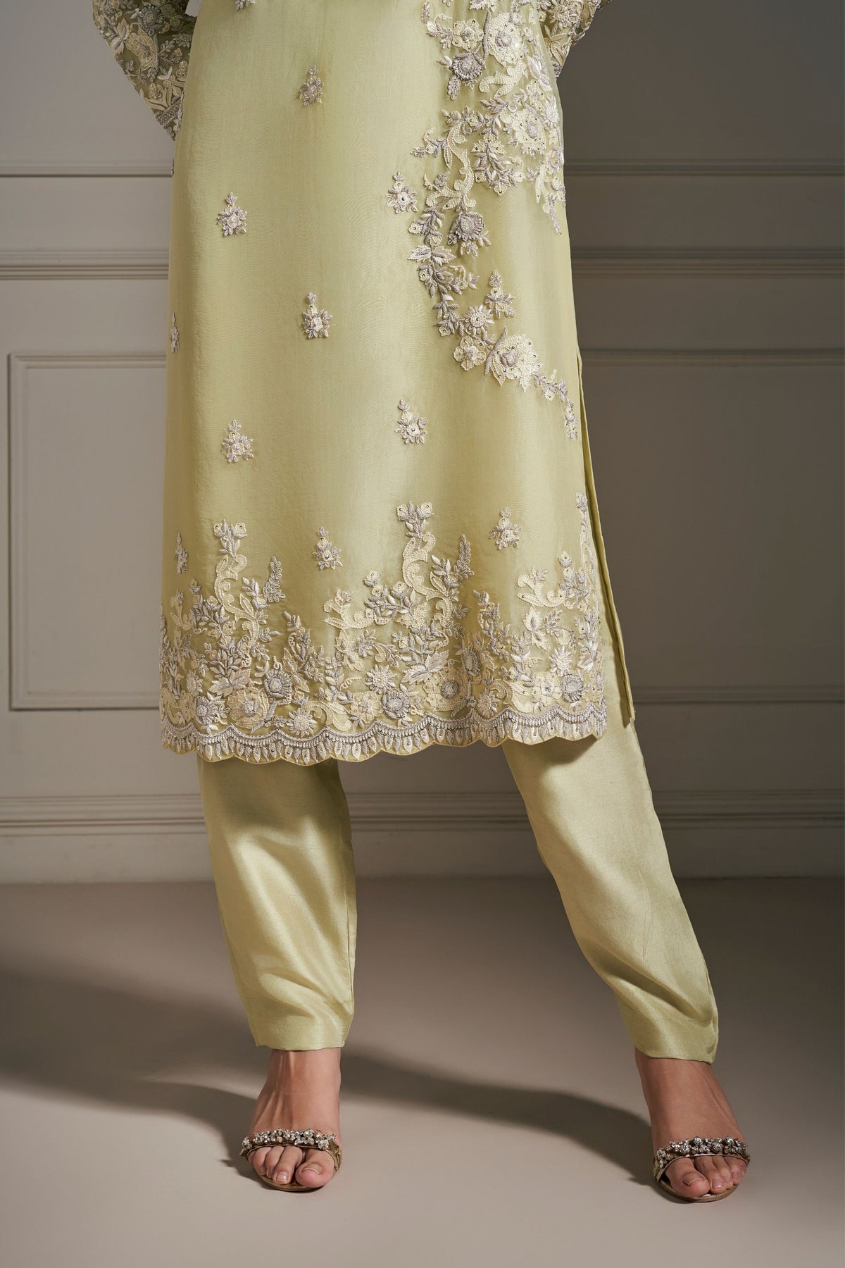 Light Green Embellished Kurta Set