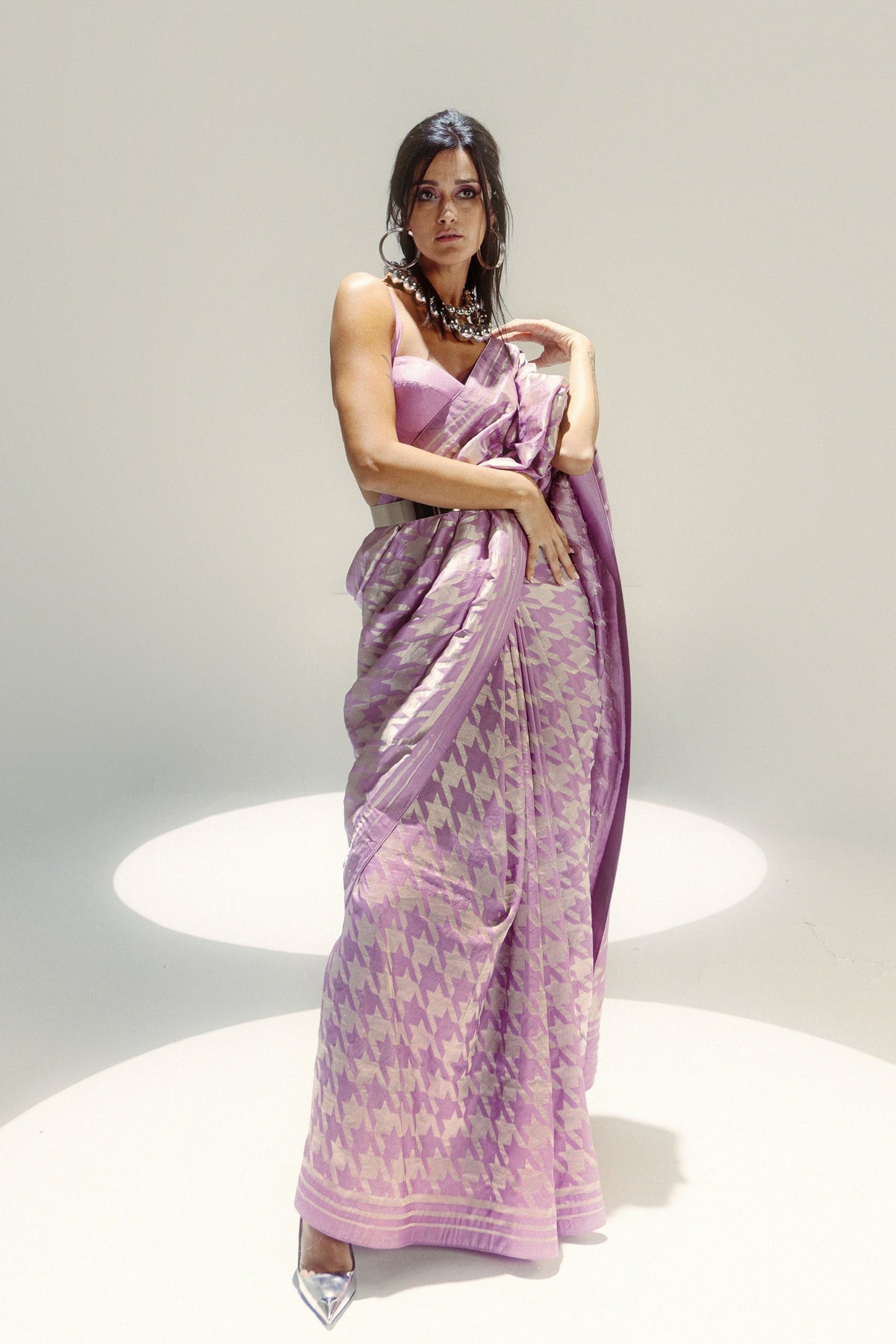 Lilac and Silver Gerum Saree