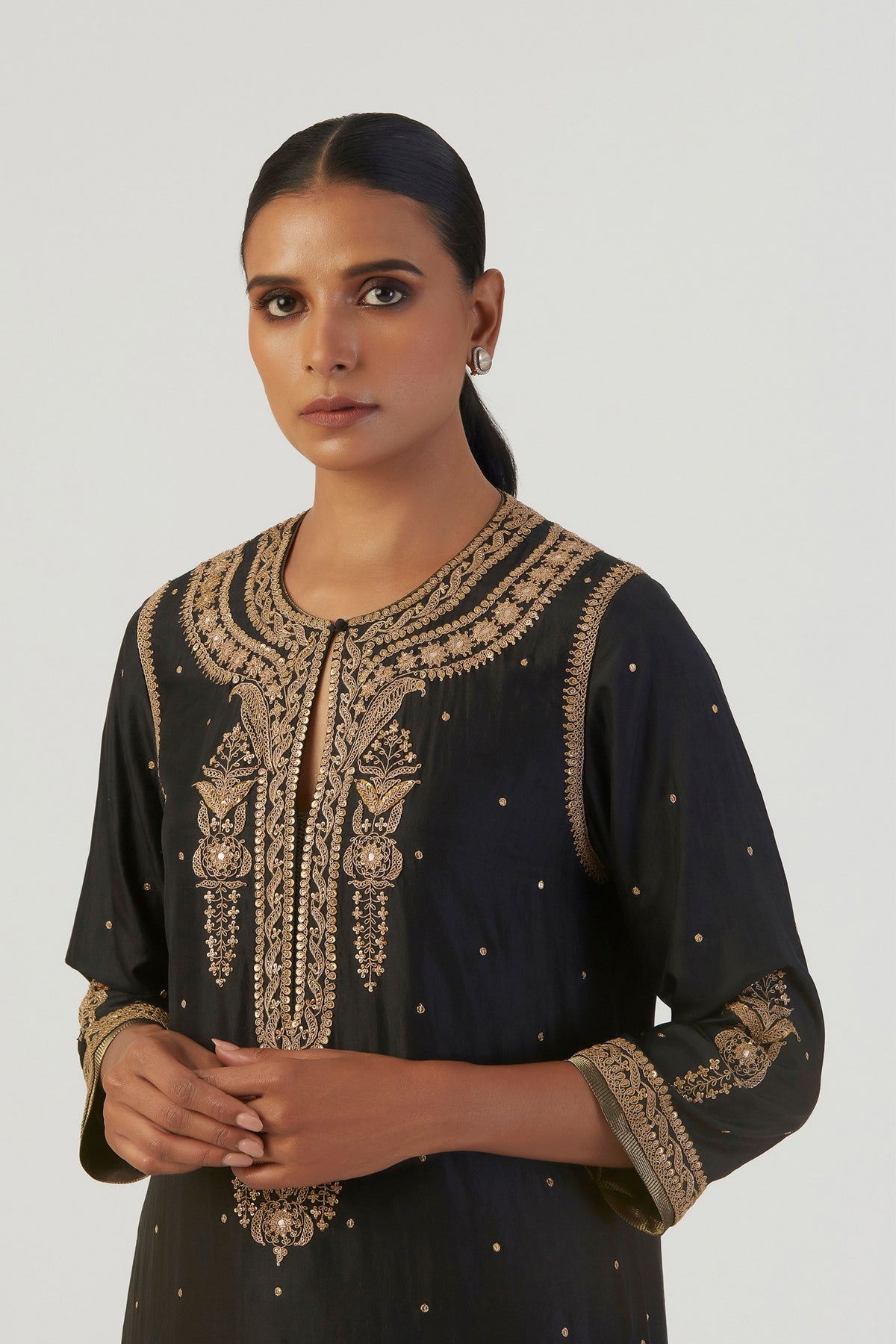 Sajal Black Kurta and Sharara