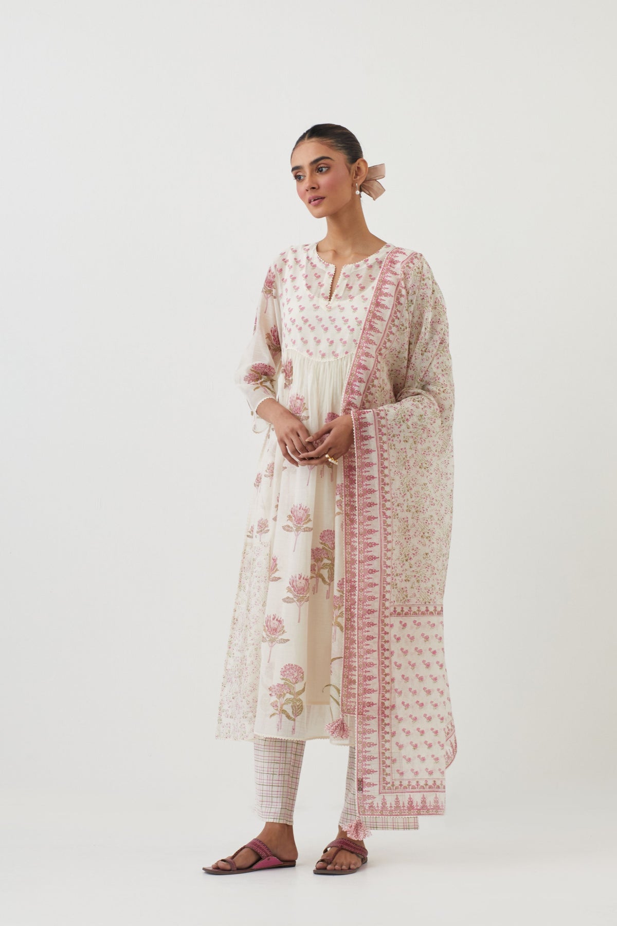 Pink Chanderi Kurta Set