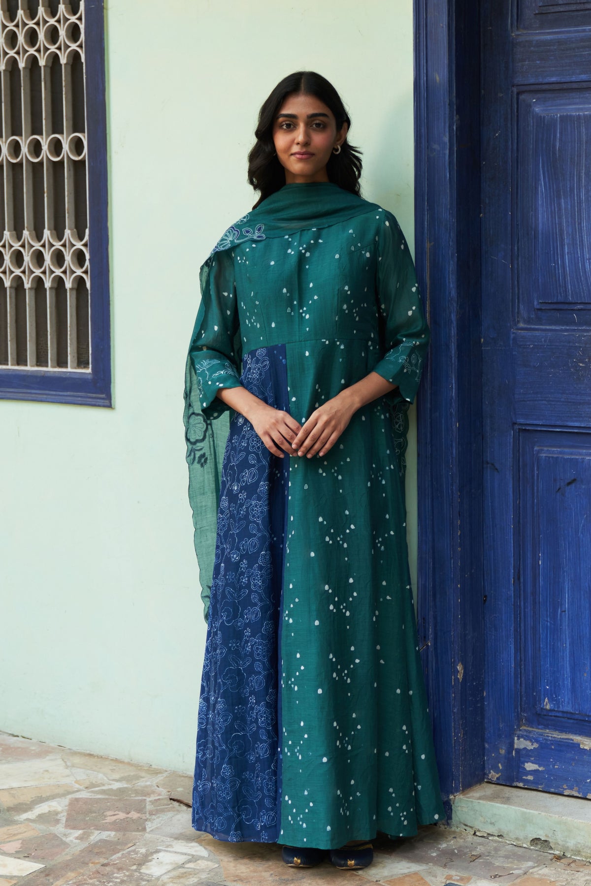 Emerald Printed Anarkali Set