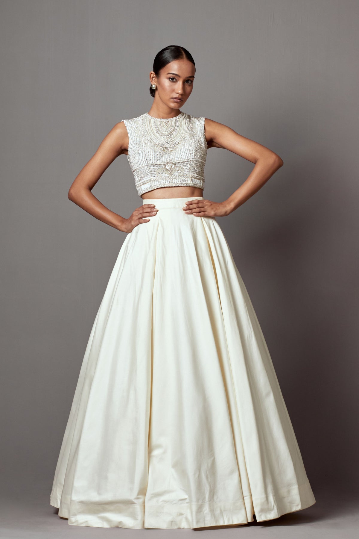 Tafetta Ivory Lehenga Set