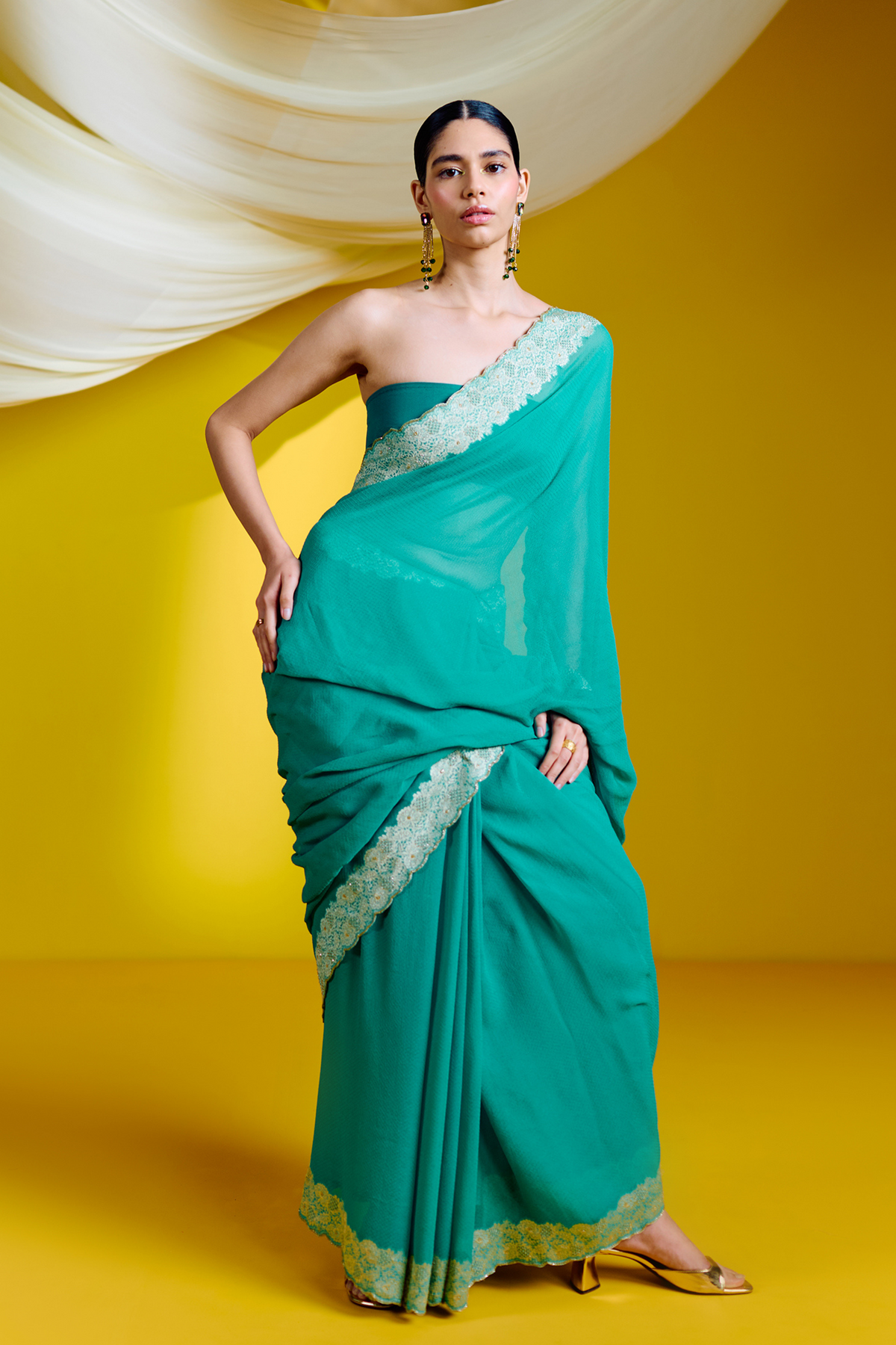 Handwoven Green Georgette Saree