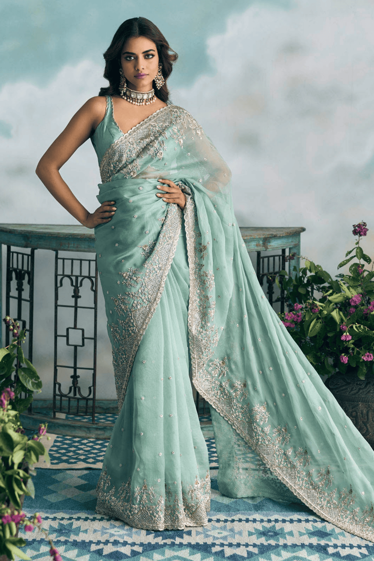 Blue Aashna Saree Set