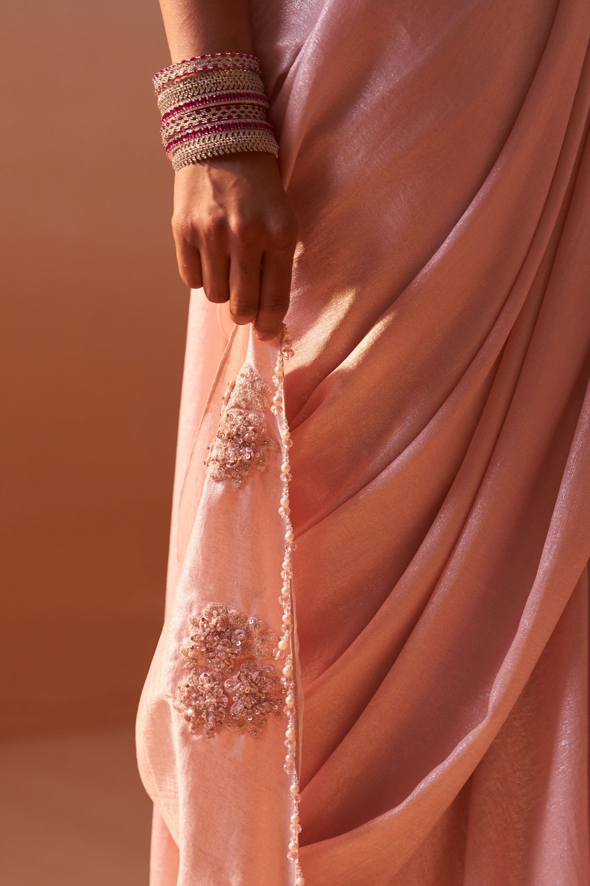 Rose Pink Draped Saree