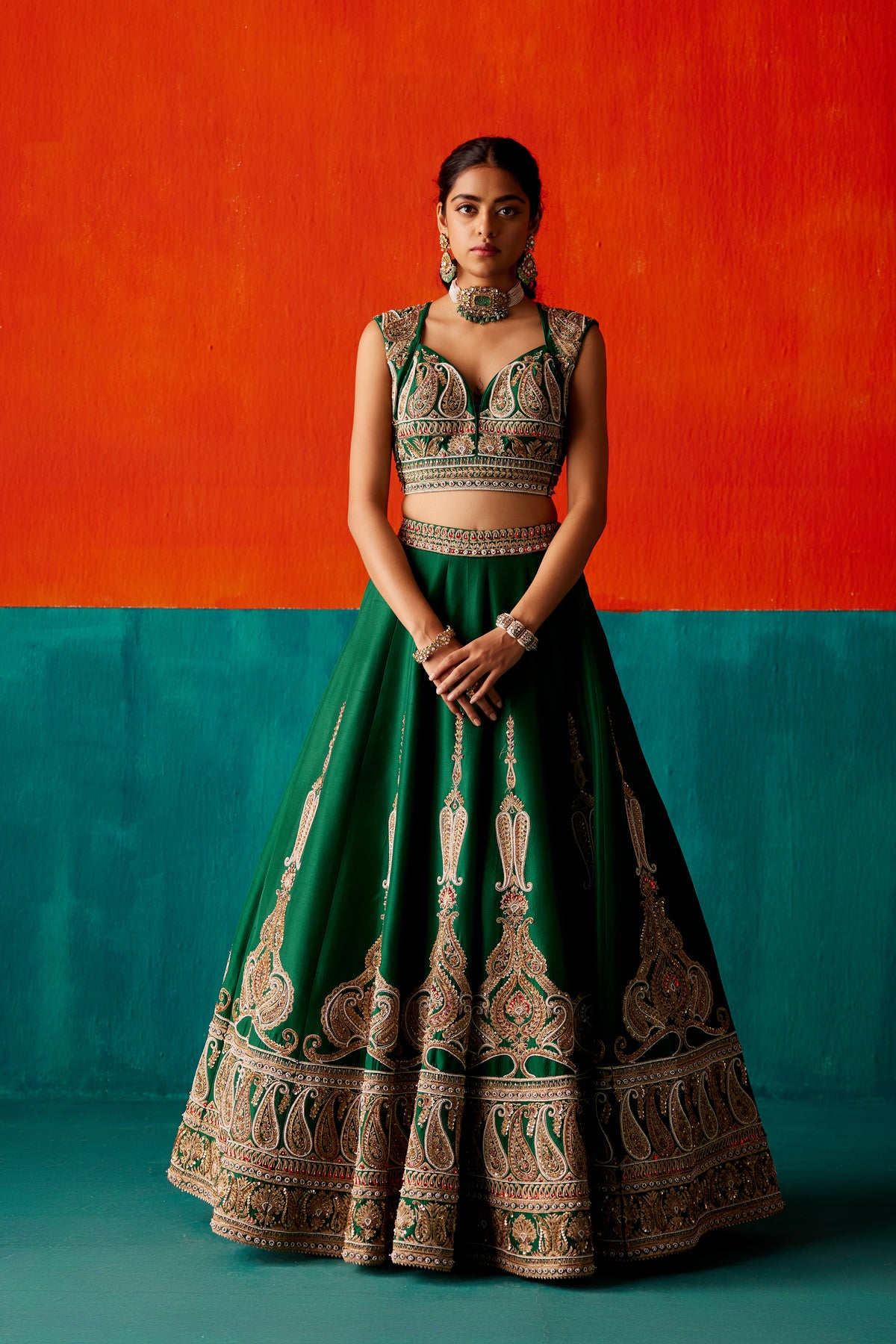 Dark Green Lehenga Set