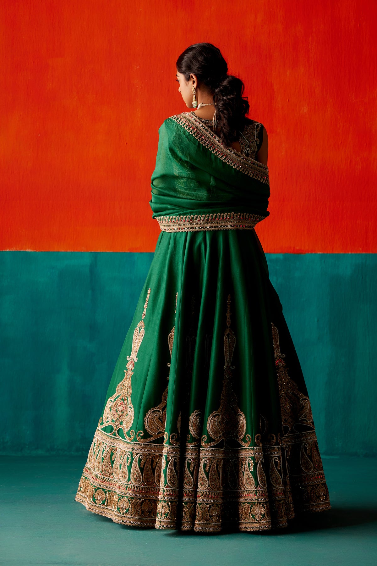 Dark Green Lehenga Set