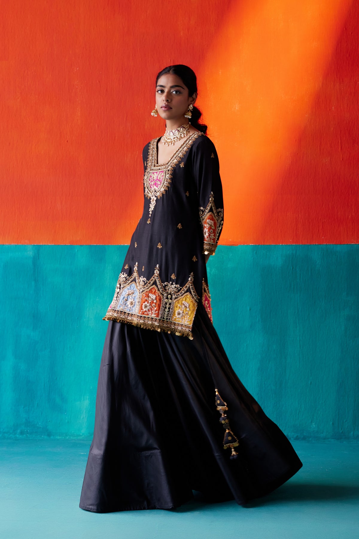 Black Sharara Set