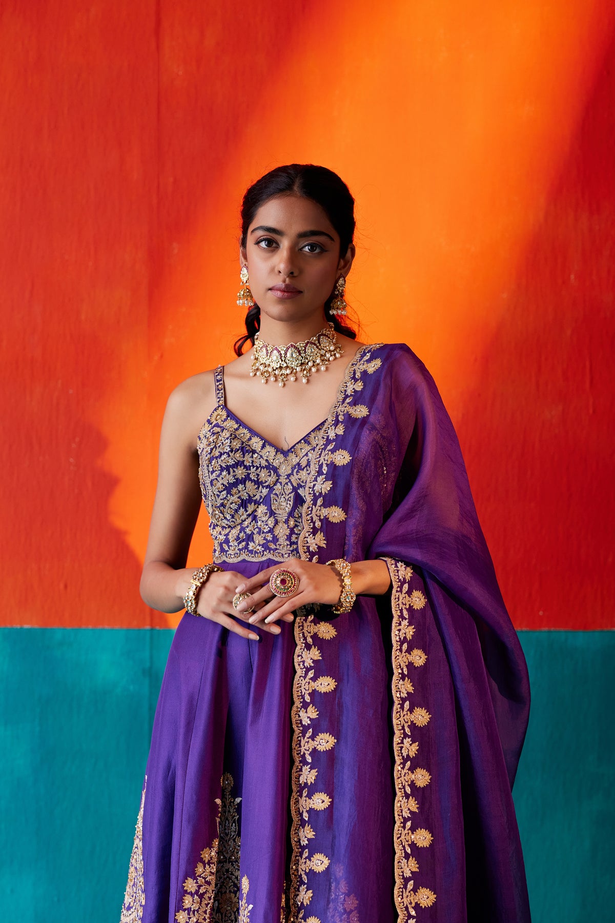 Purple Anarakali Set