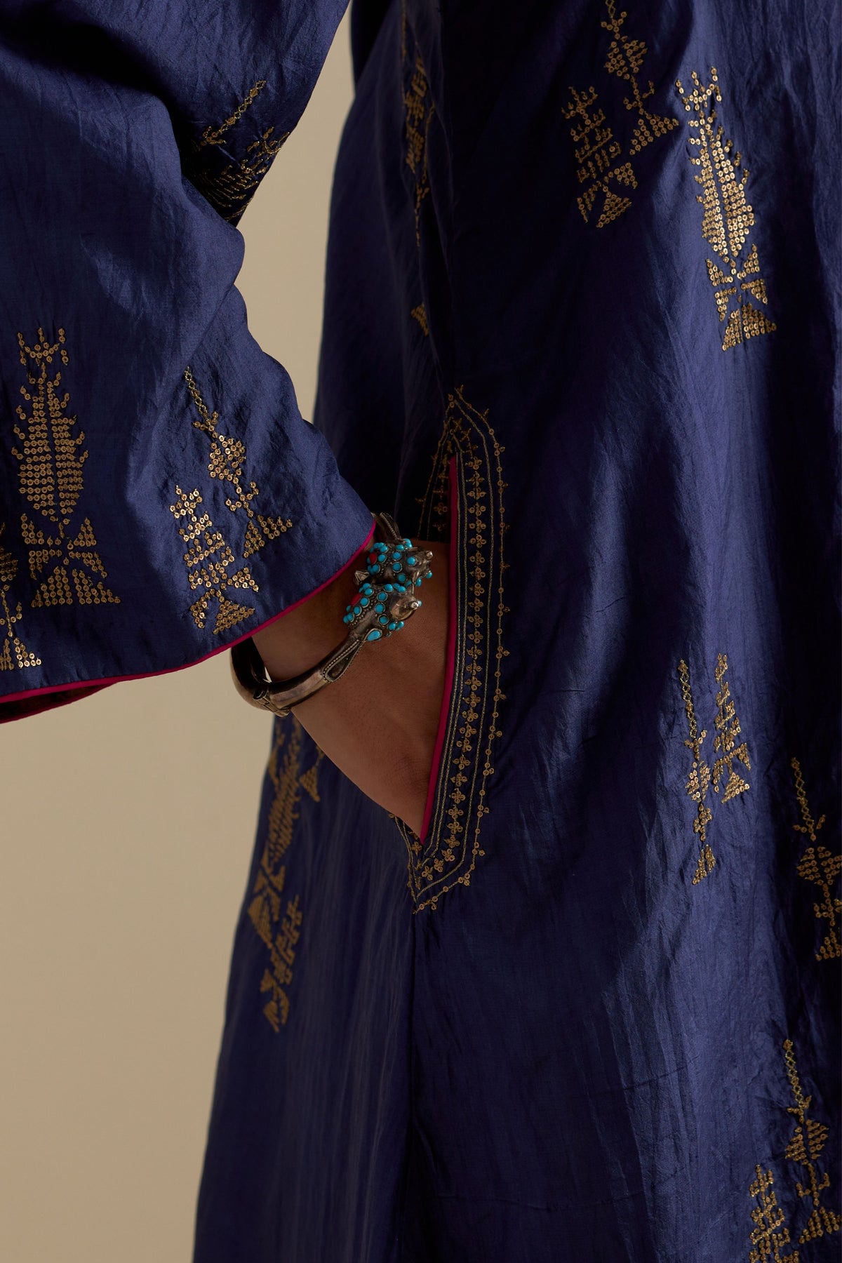 Blue Silk Short Kurta Set