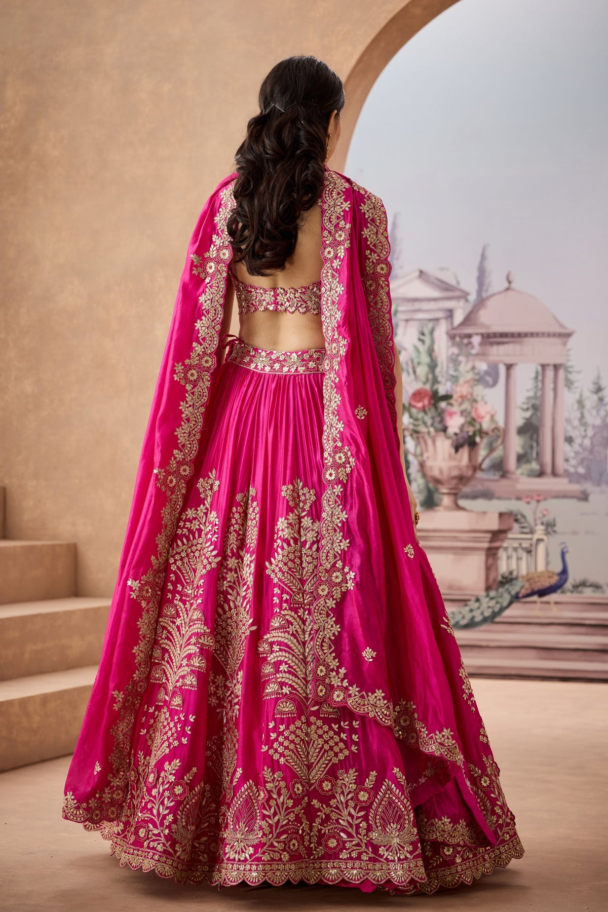 Srfz Pink 3d Lehenga Set