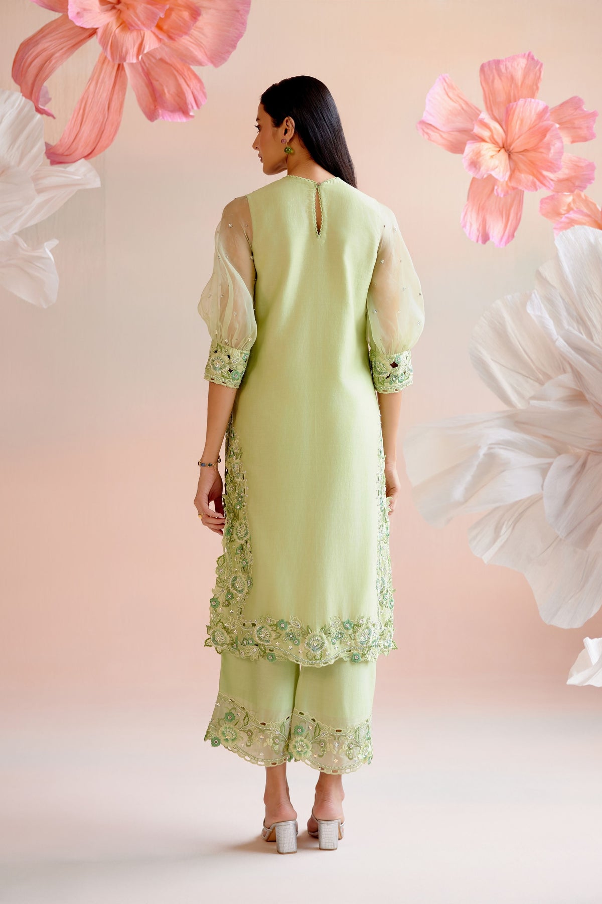 Mint Green Multi Tonal Cutwork Kurta Set