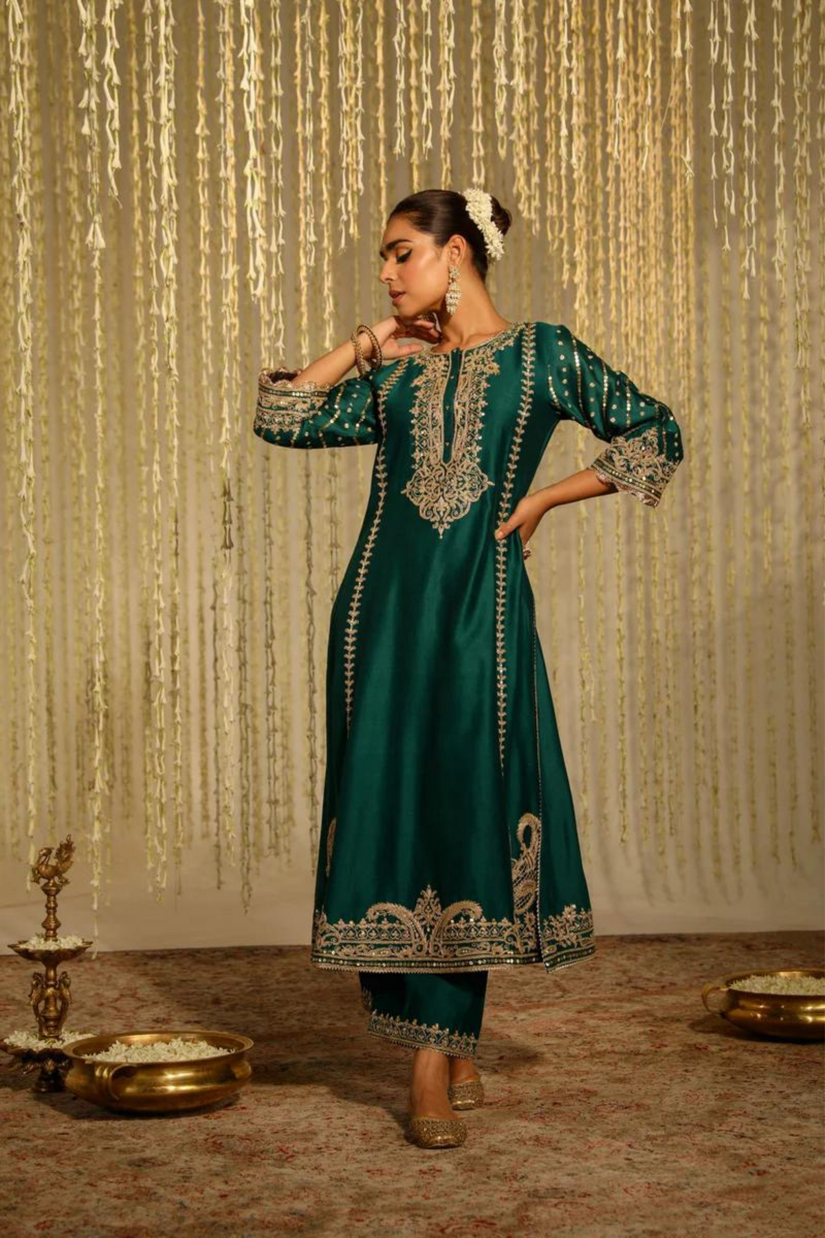 Sabirah Green Palazzo Set