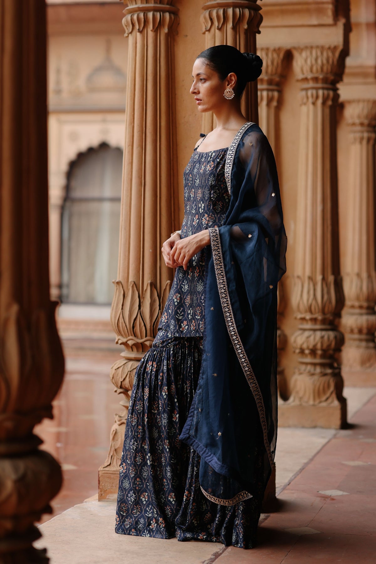 Blue Printed Sharara Set