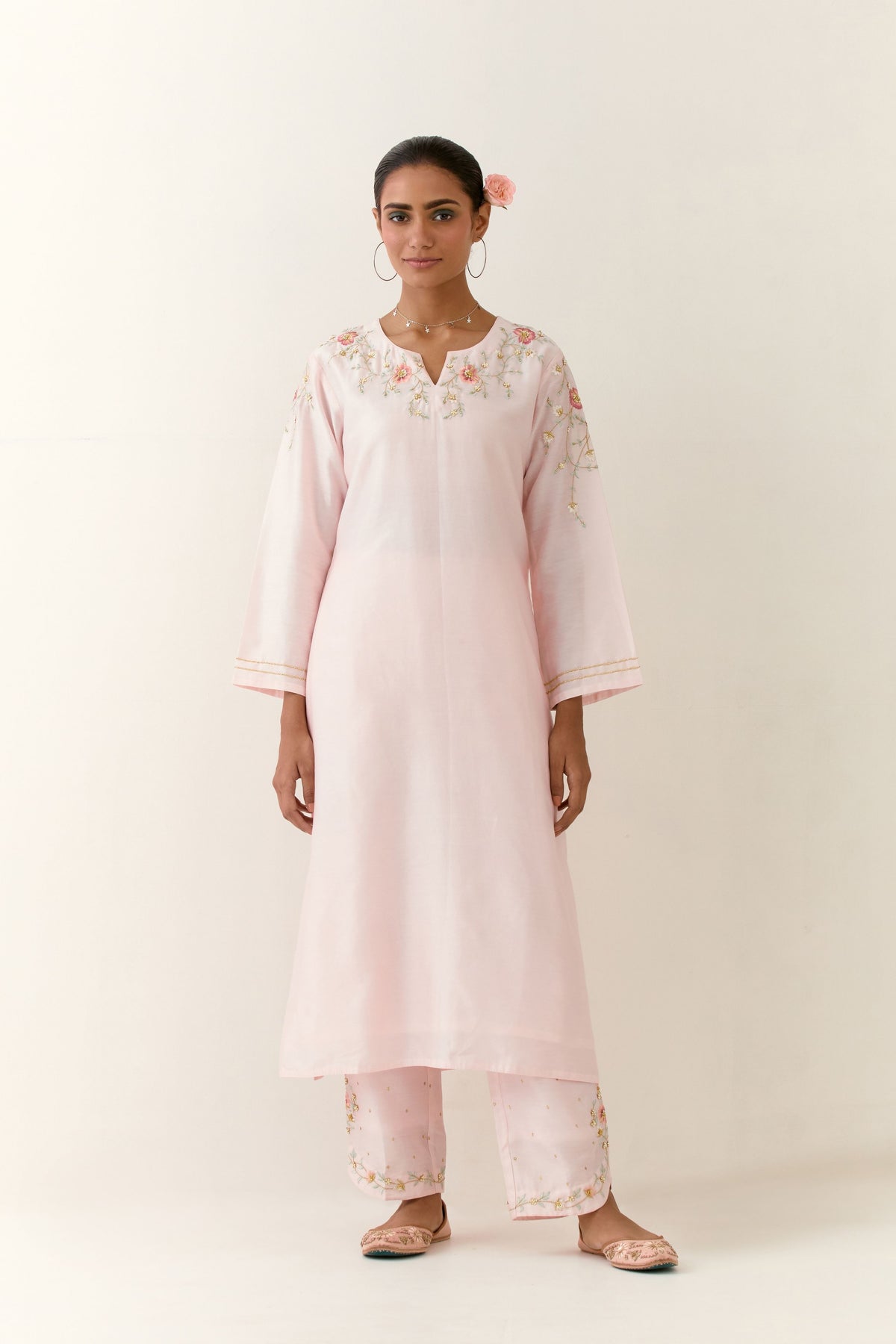 Light Pink Embroidered Kurta