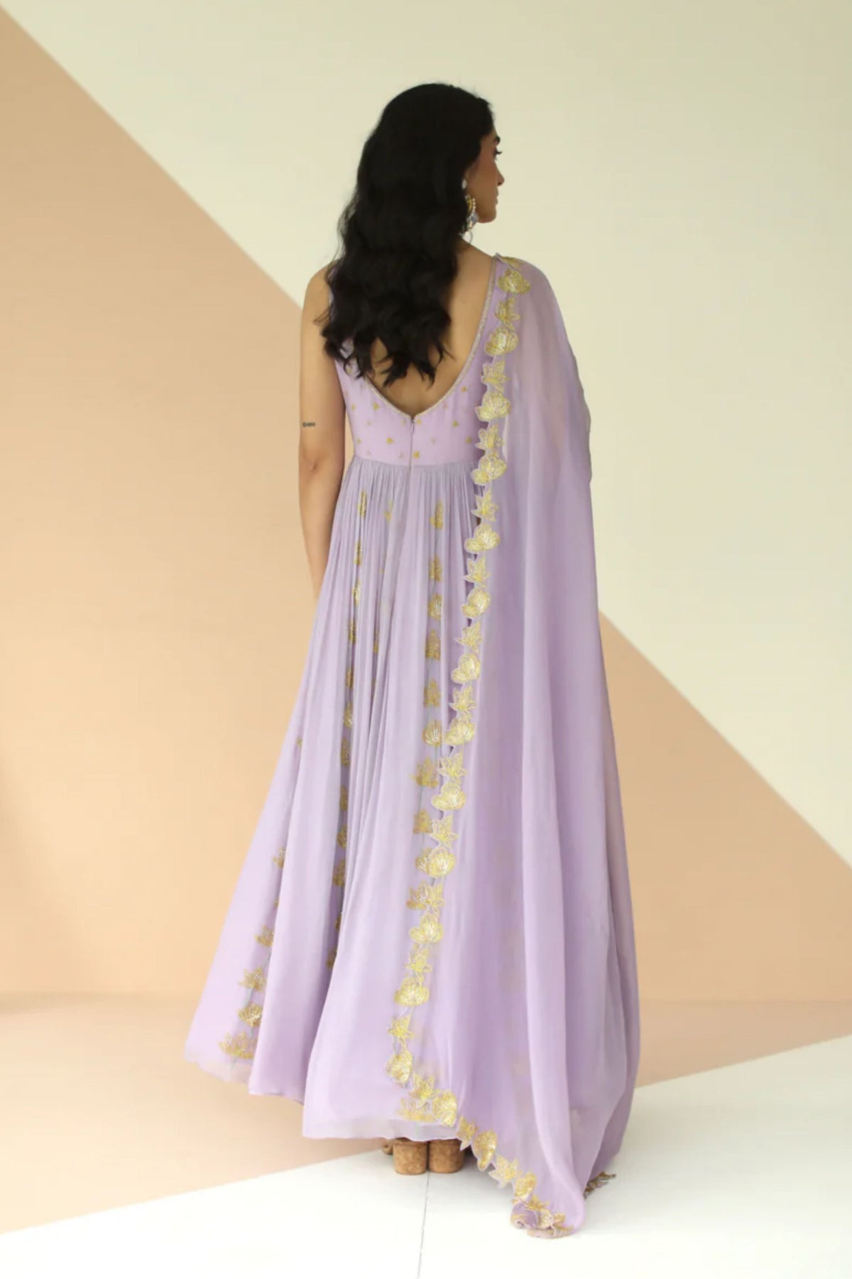 lavender full kali anarkali