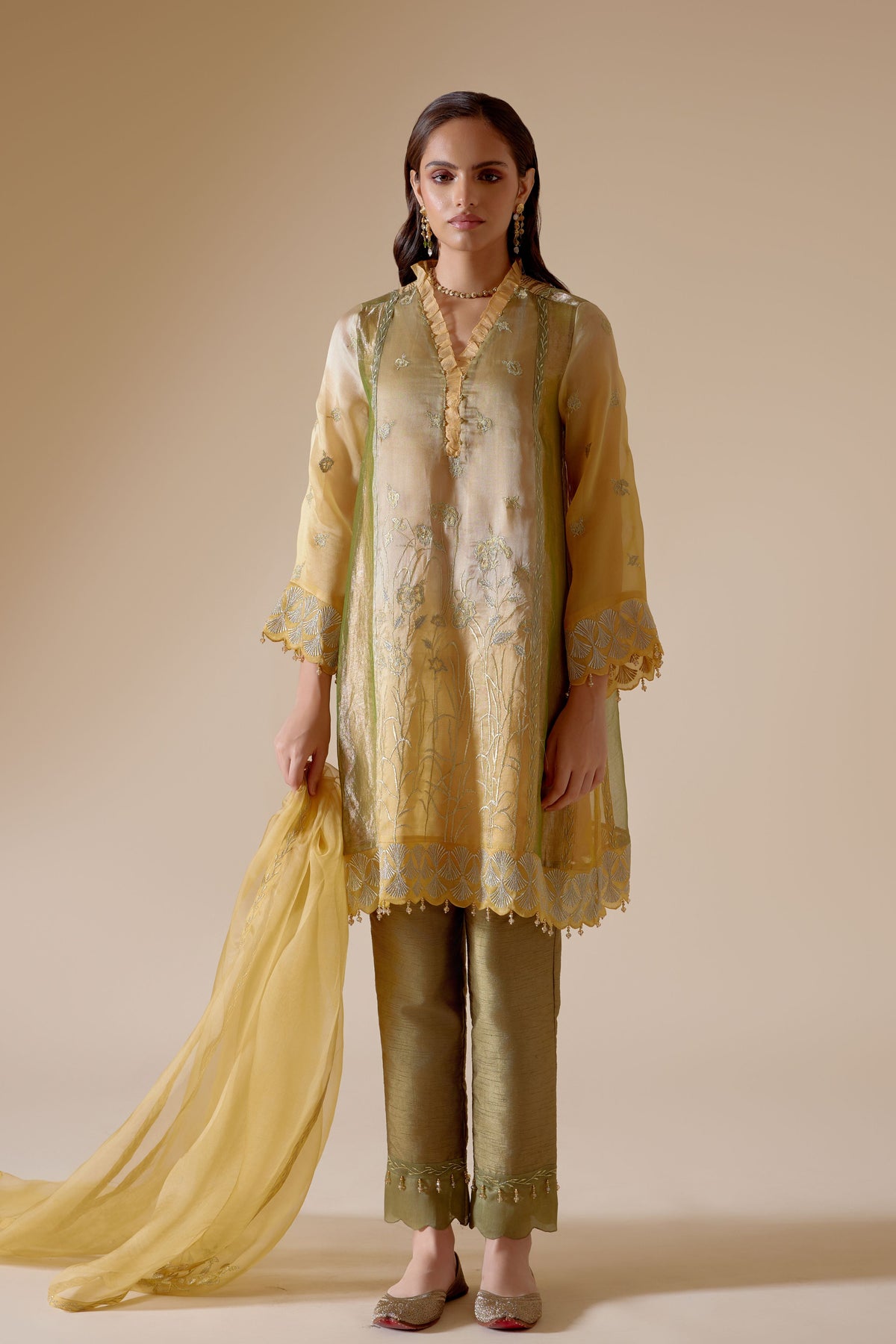 Farida Mustard Kurta Set