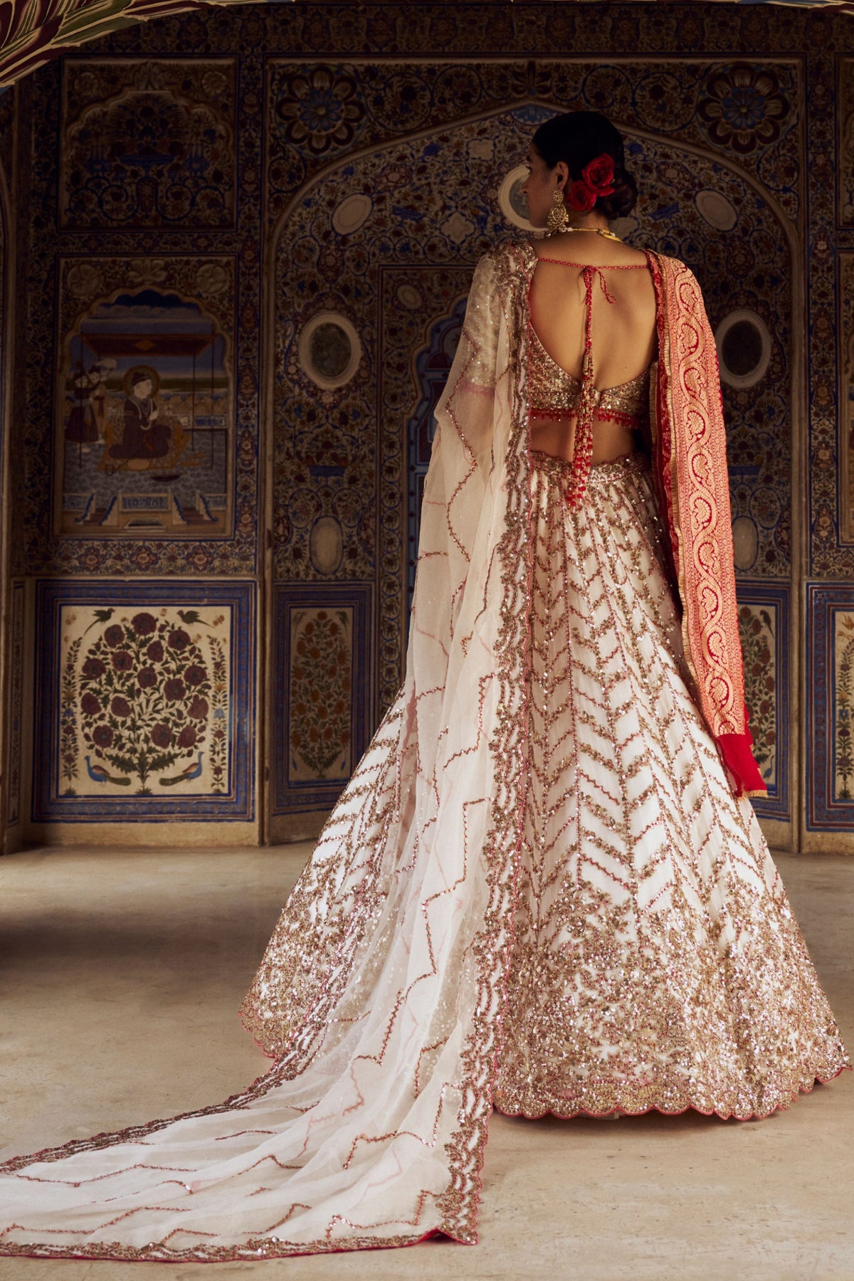 Ivory Organza Lehenga Choli Set