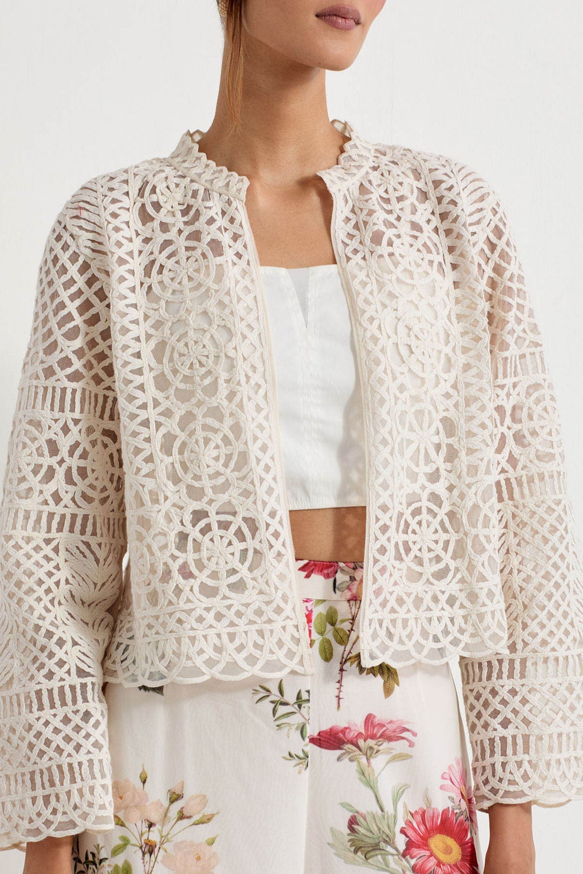 Mesh Lattice Jacket With Sharara