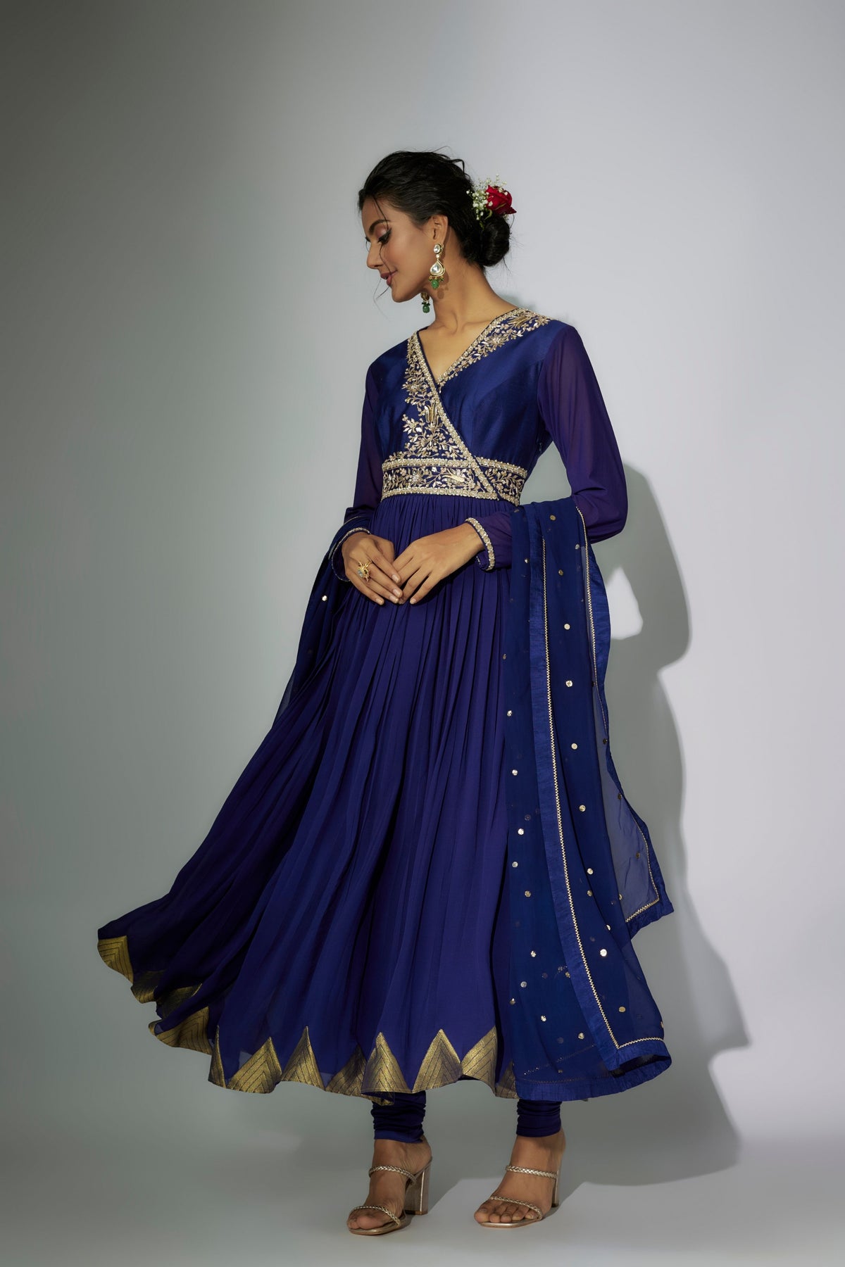 Royal Blue Embroidered Anarkali Set