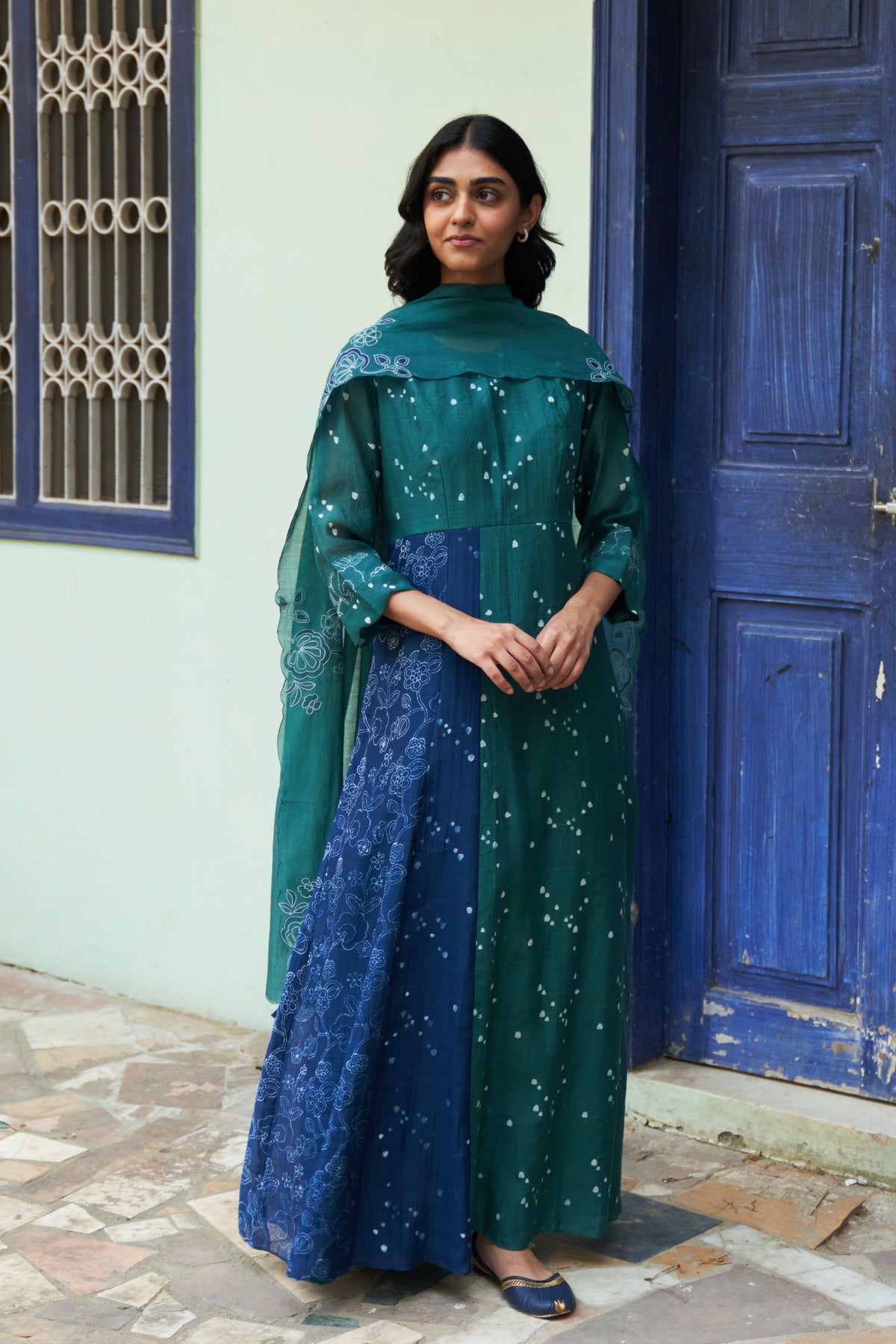 Emerald Printed Anarkali Set