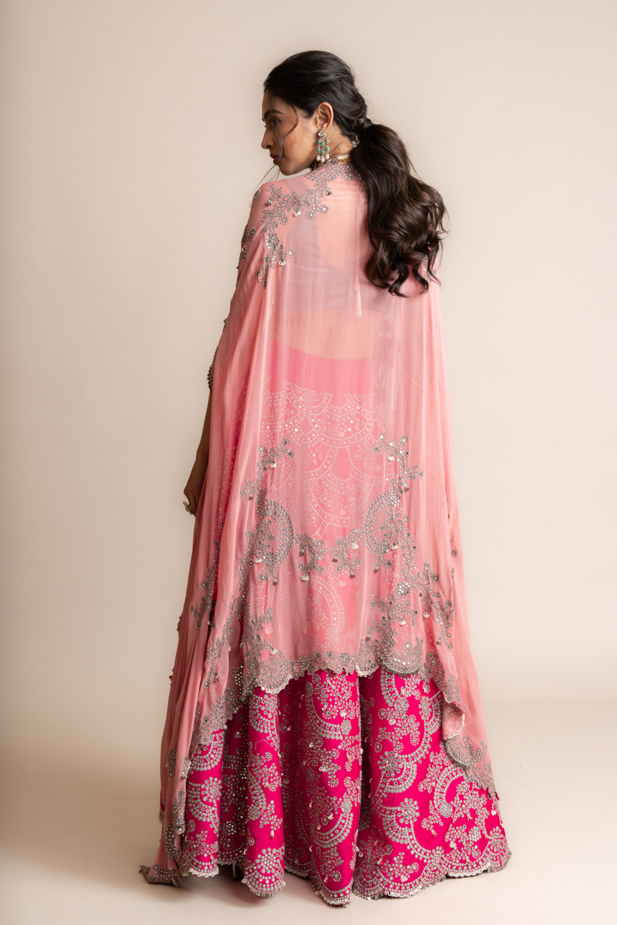 Fushia Embroidered Lehenga  Set