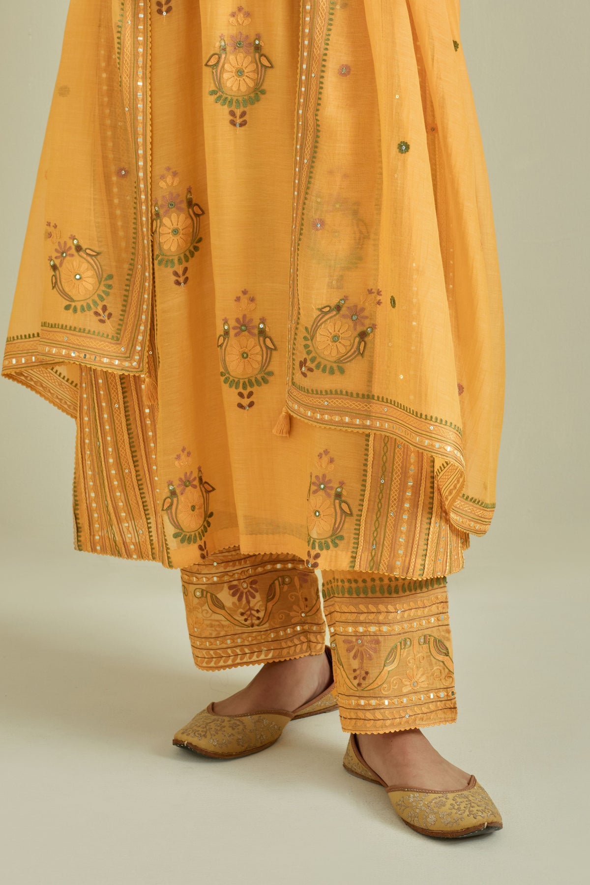 Yellow Embroidered Straight Kurta Set