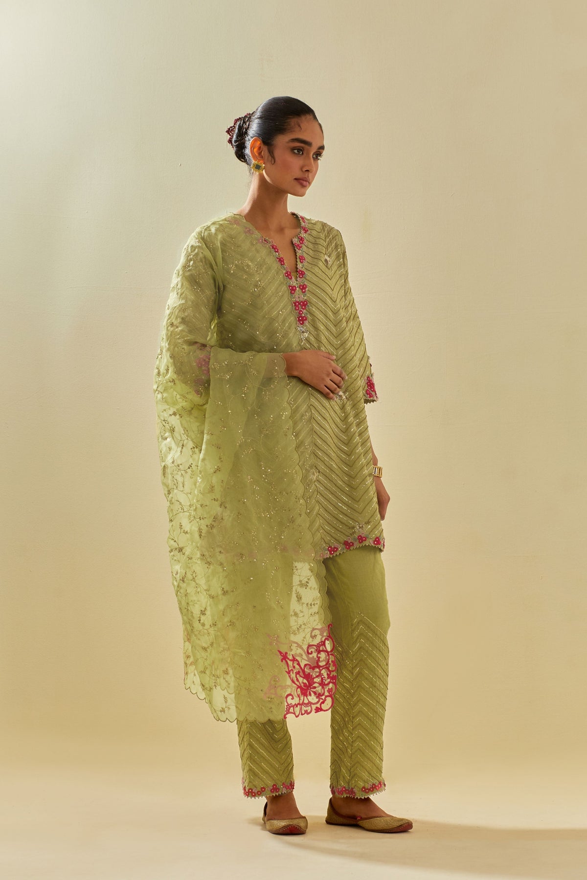 Green Short Kurta Set