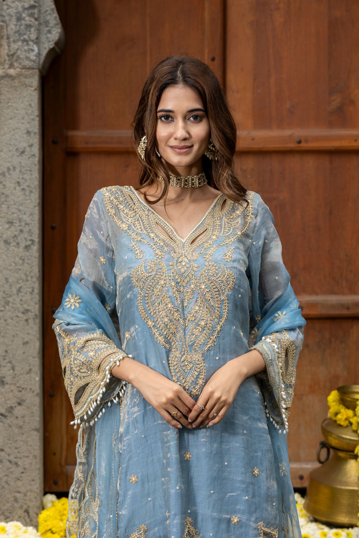 Blue Sharara Set