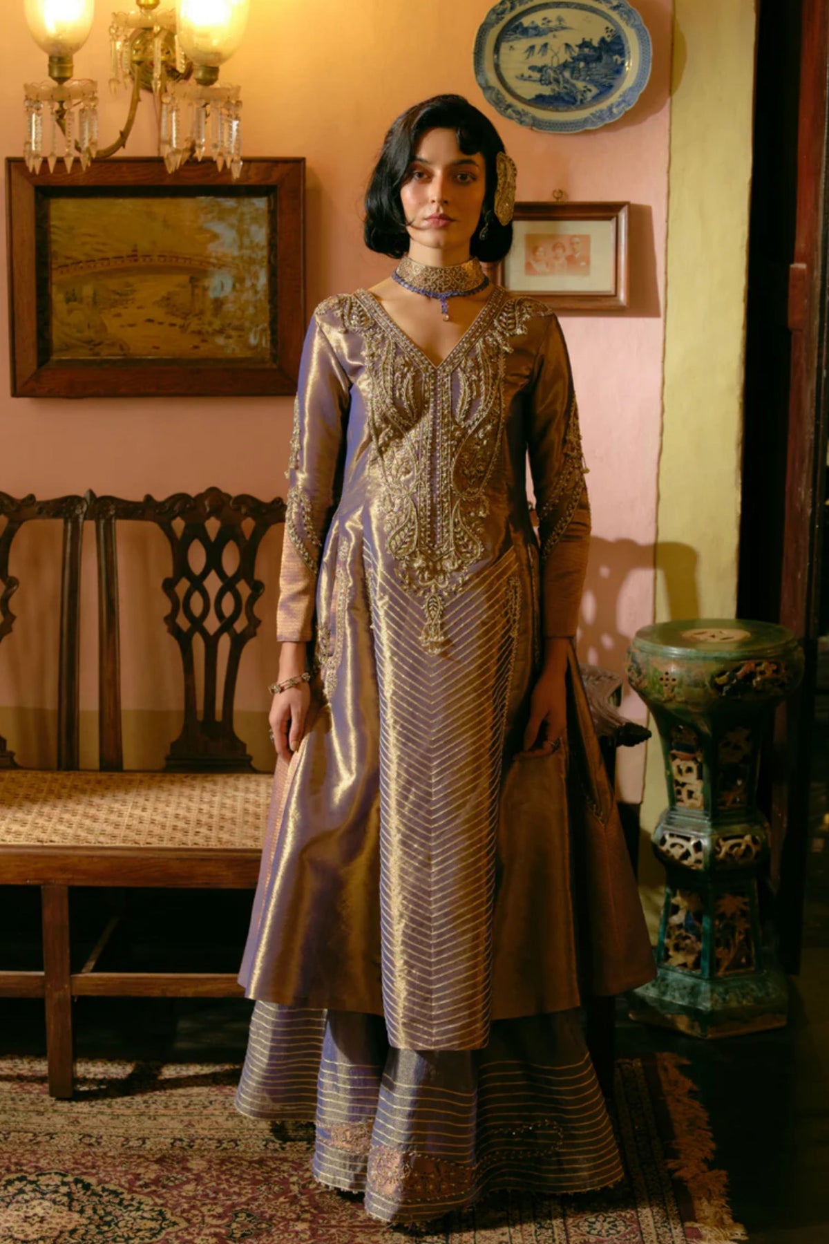 Purple Anarkali Set