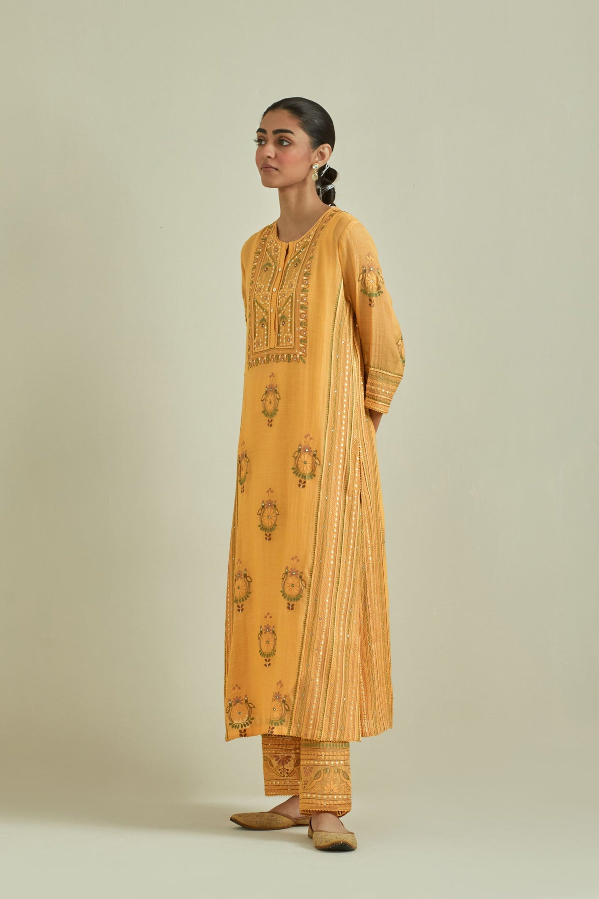 Yellow Embroidered Straight Kurta Set