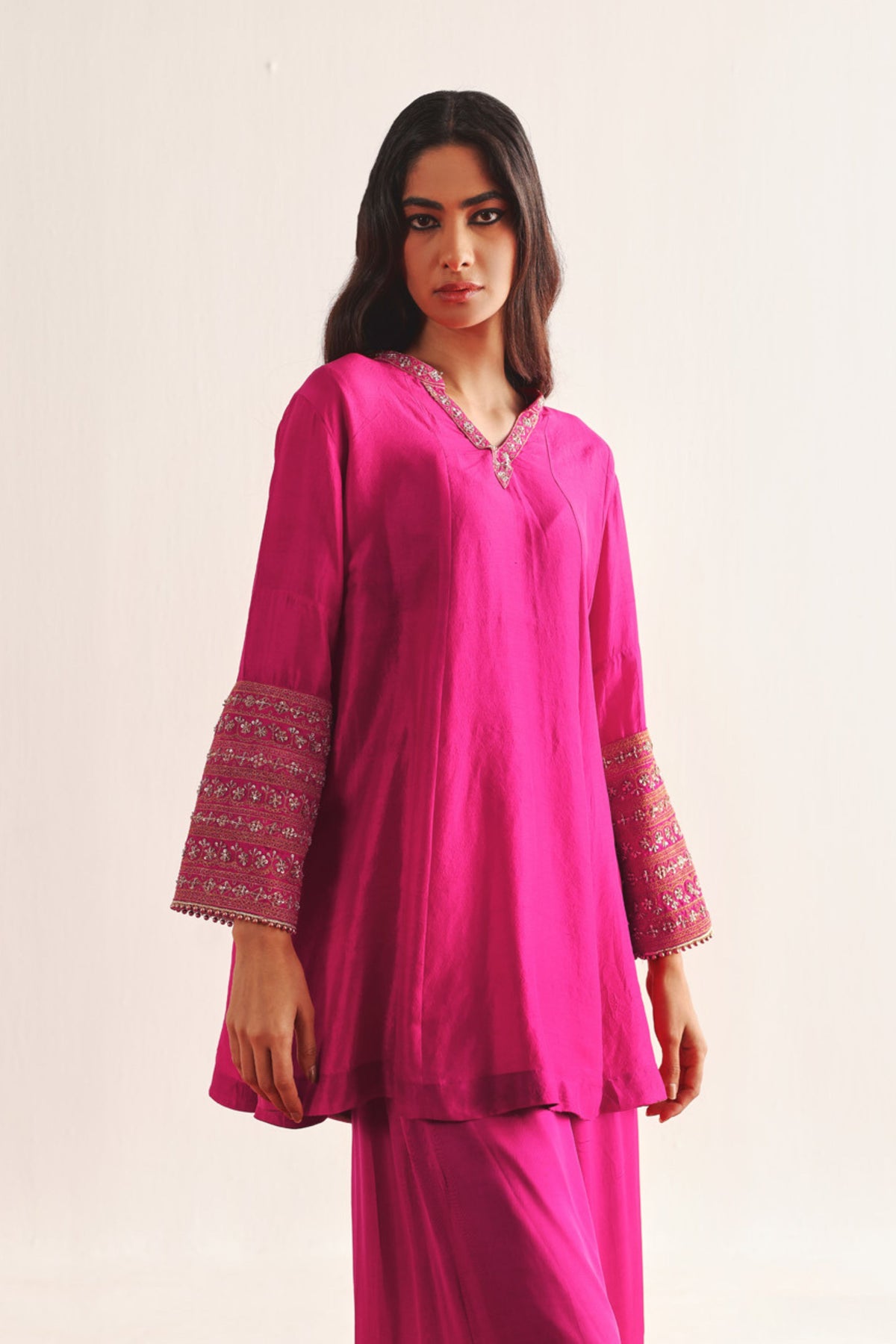 Fuschia Embellished Kurta Set