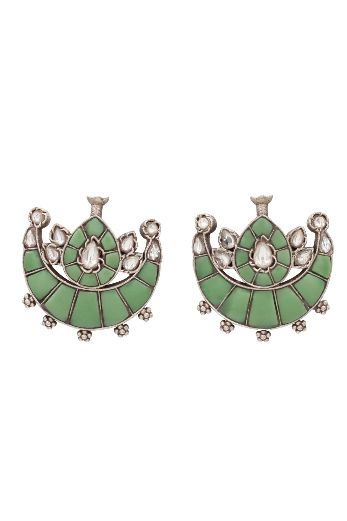 Green Fresh Silver Earrings