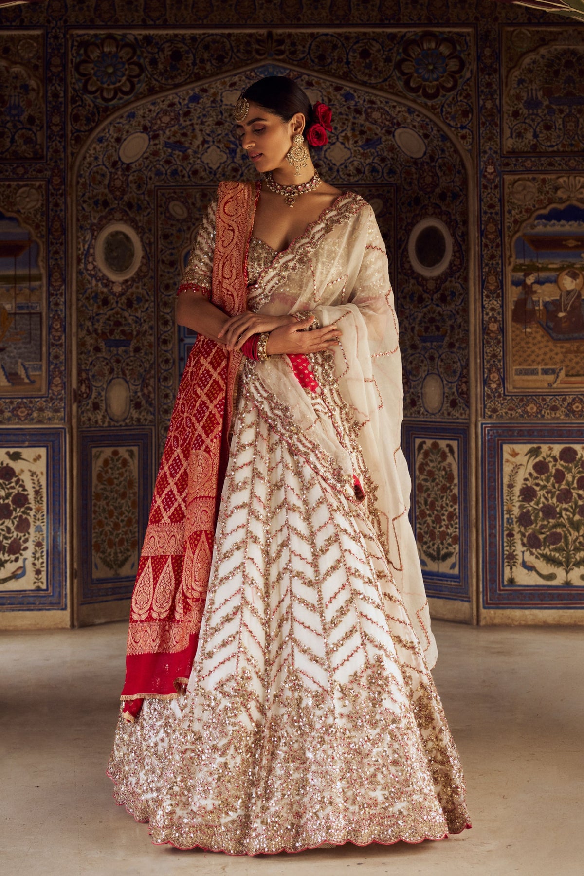 Ivory Organza Lehenga Choli Set