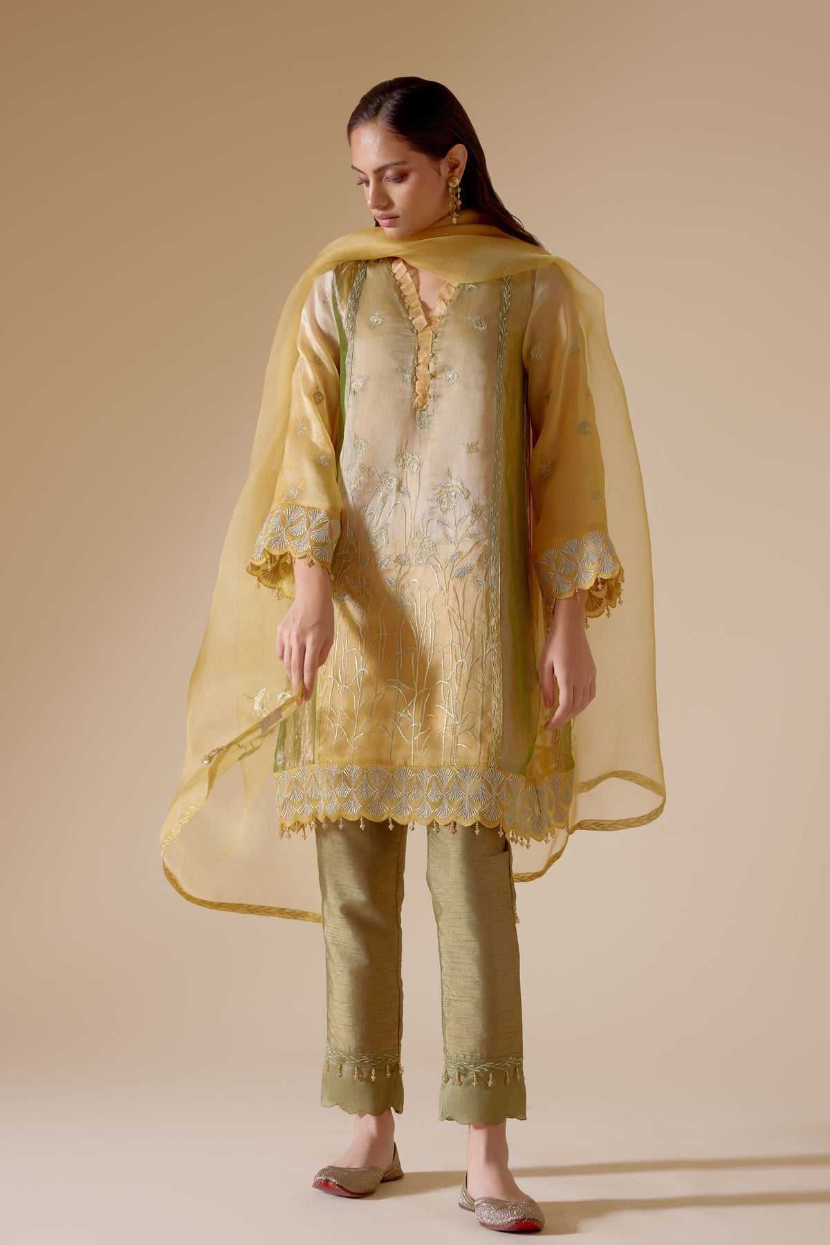 Farida Mustard Kurta Set