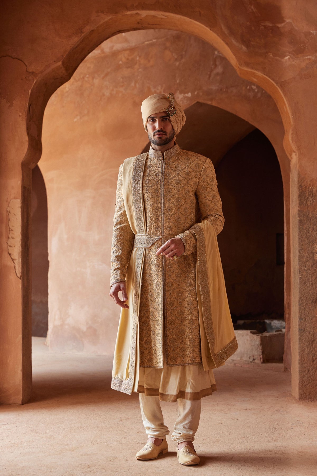 Gold Embroidered Sherwani Set