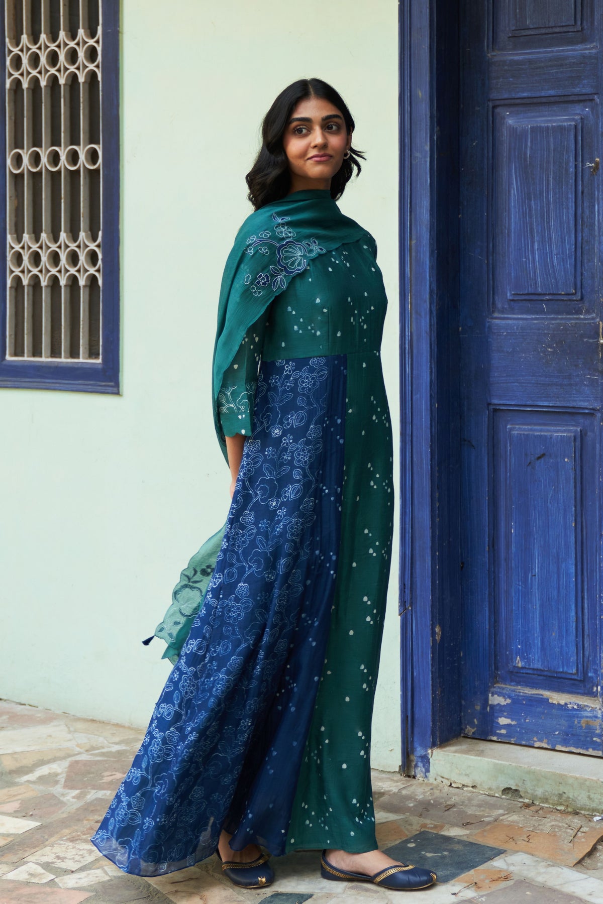 Emerald Printed Anarkali Set