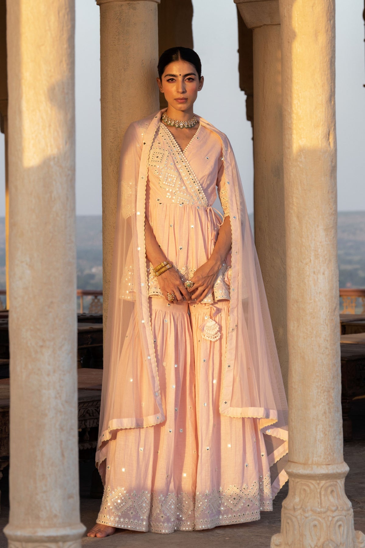 Blush Pink Diamond Sharara Set