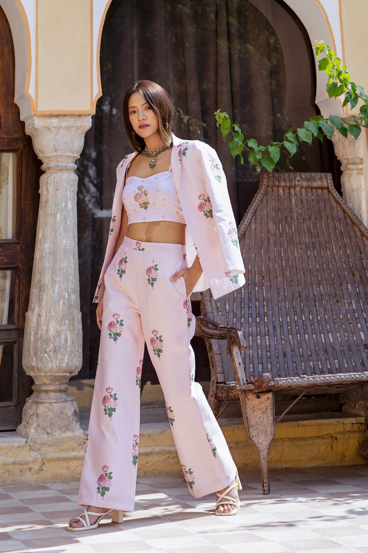 Sweet Pink Striped Pantsuit