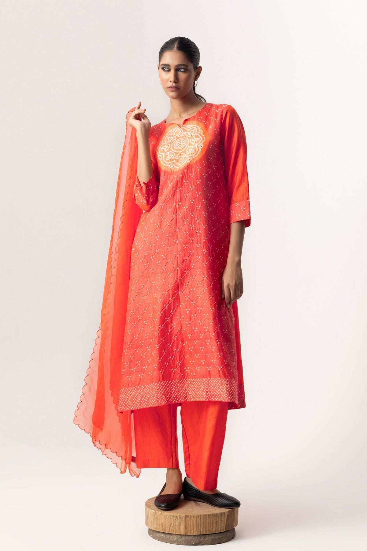 Orange Circle Kurta Set