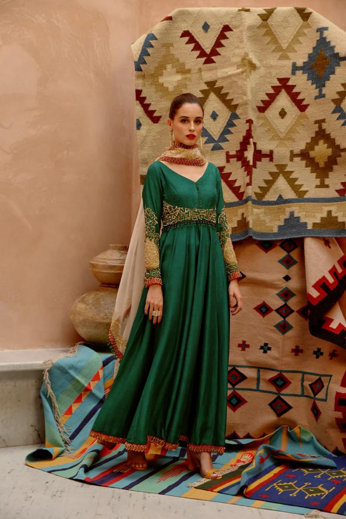 Emerald Green Anarkali Set