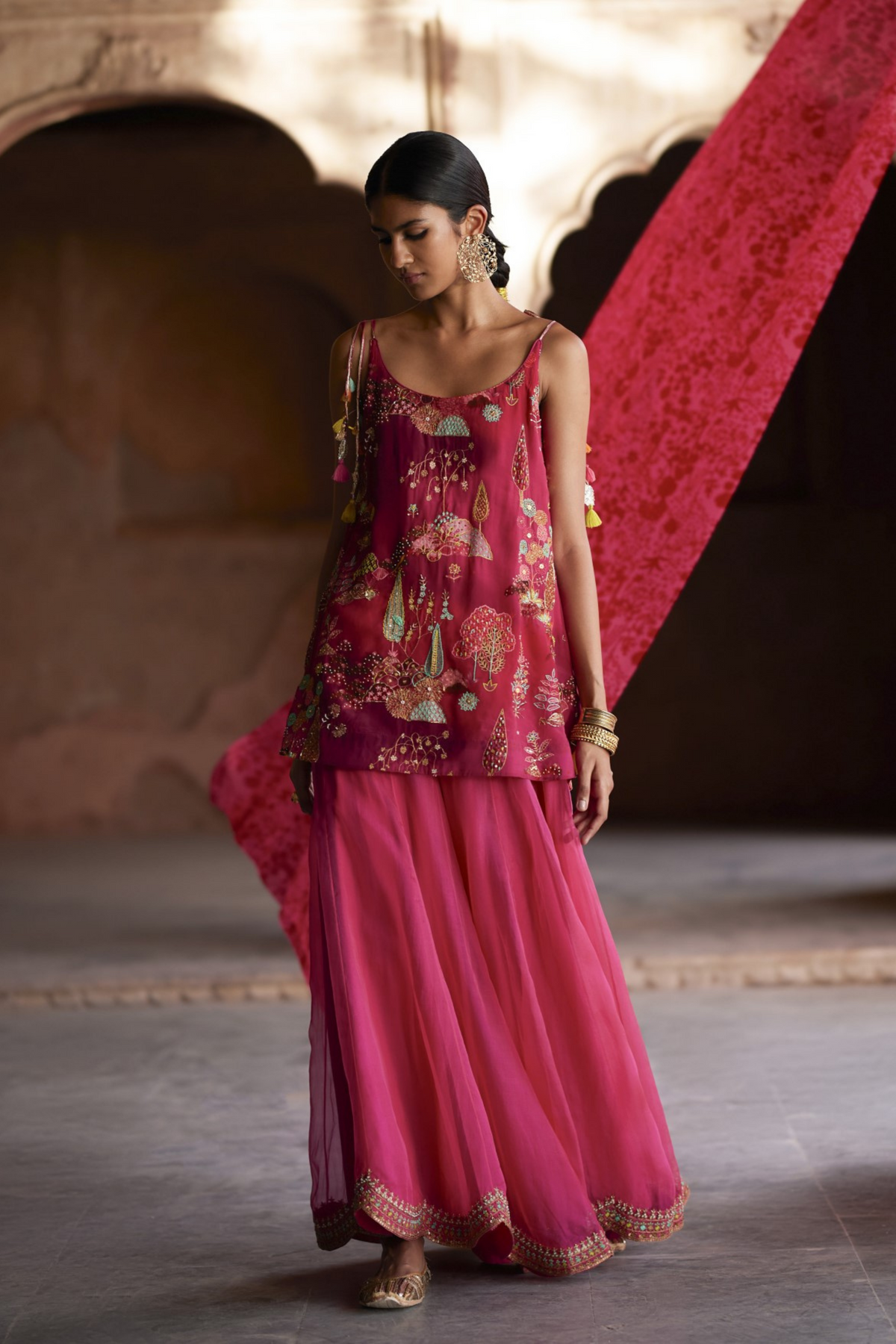 Nadira Magenta Sharara Set