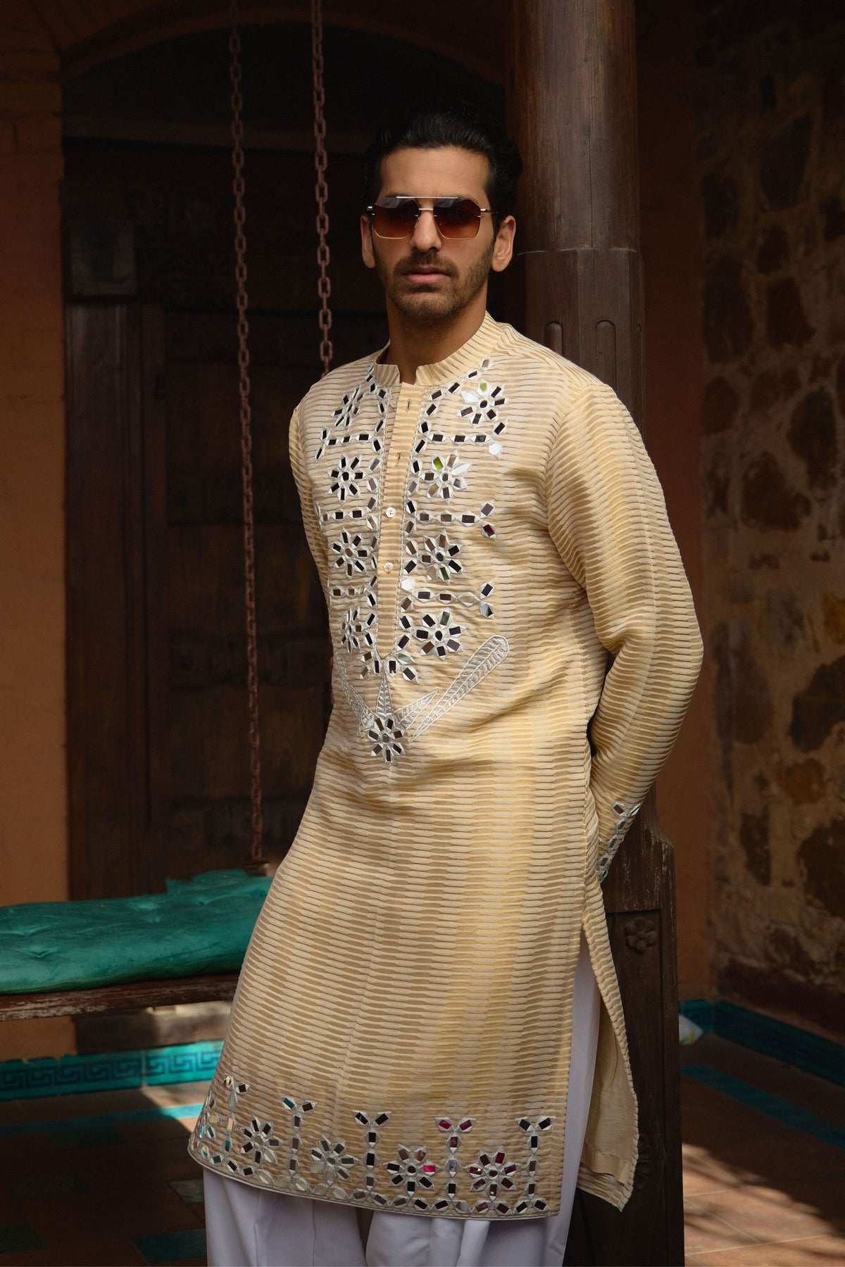 Juna Mahal Gold Kurta Set